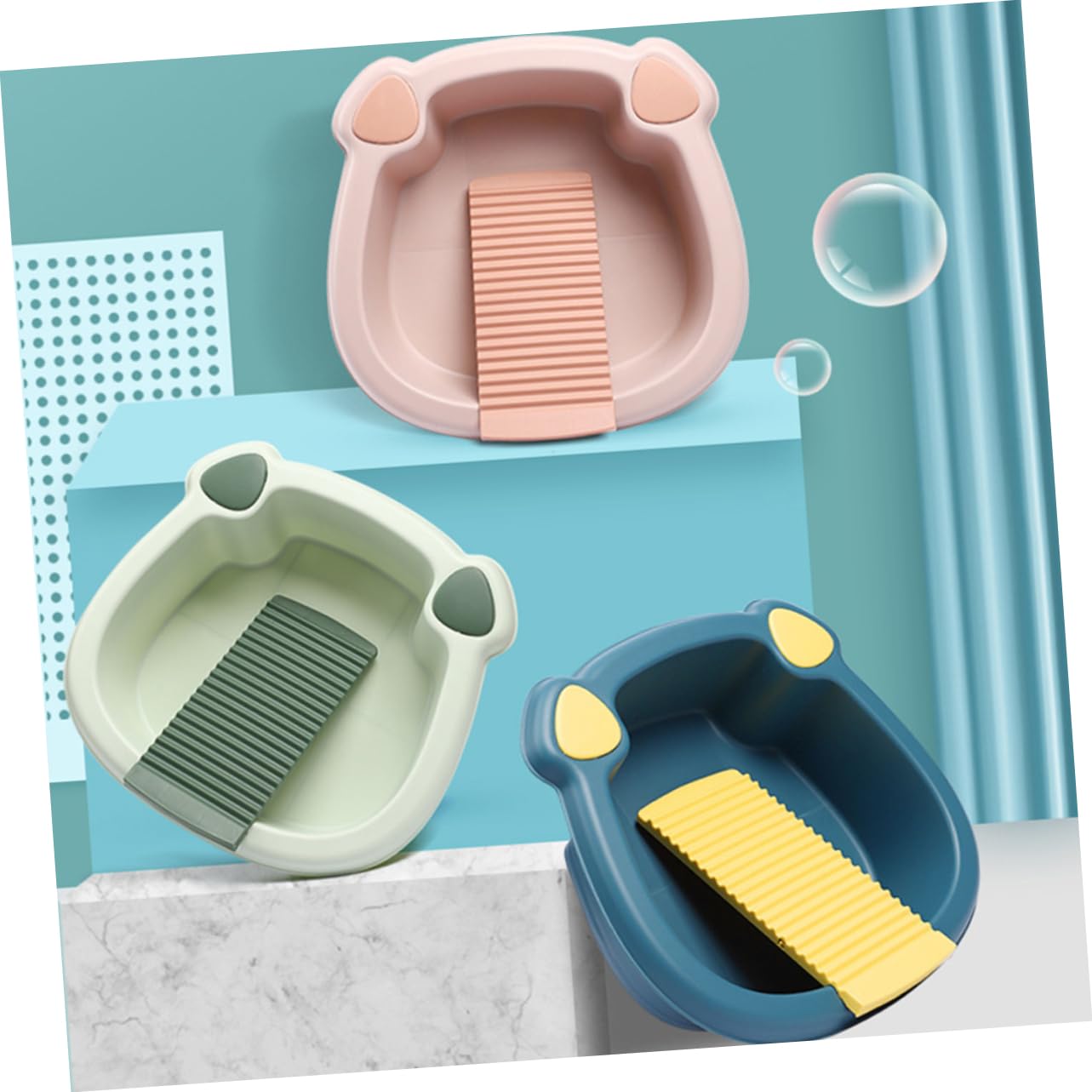Mobestech Mini Washboard Basin - Large PP Hand Wash Board for Laundry, Clothes & Baby Items | Portable Washing Tool for Travel, Camping & Home Use