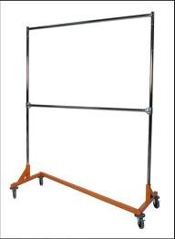 Commercial Grade Rolling Nesting Garment Clothing Z Rack - 5 Ft. Uprights with Double Rails & Orange Safety Base | Heavy Duty Garment Rack for Retail Stores, Boutiques, and Warehouse Organization