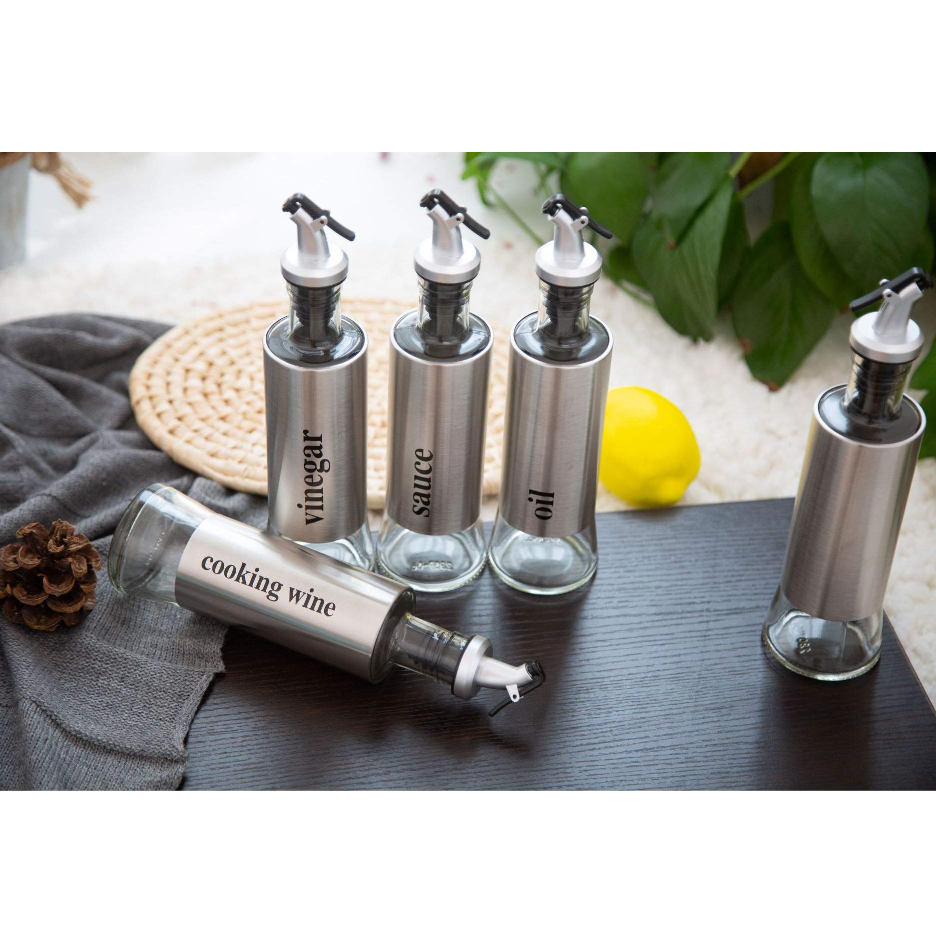 Premium VQ-Ant Glass Bottles - Airtight Leak-Proof Storage Containers for Essential Oils, Spices & Liquids | Perfect for Kitchen, Bathroom & Travel Organization