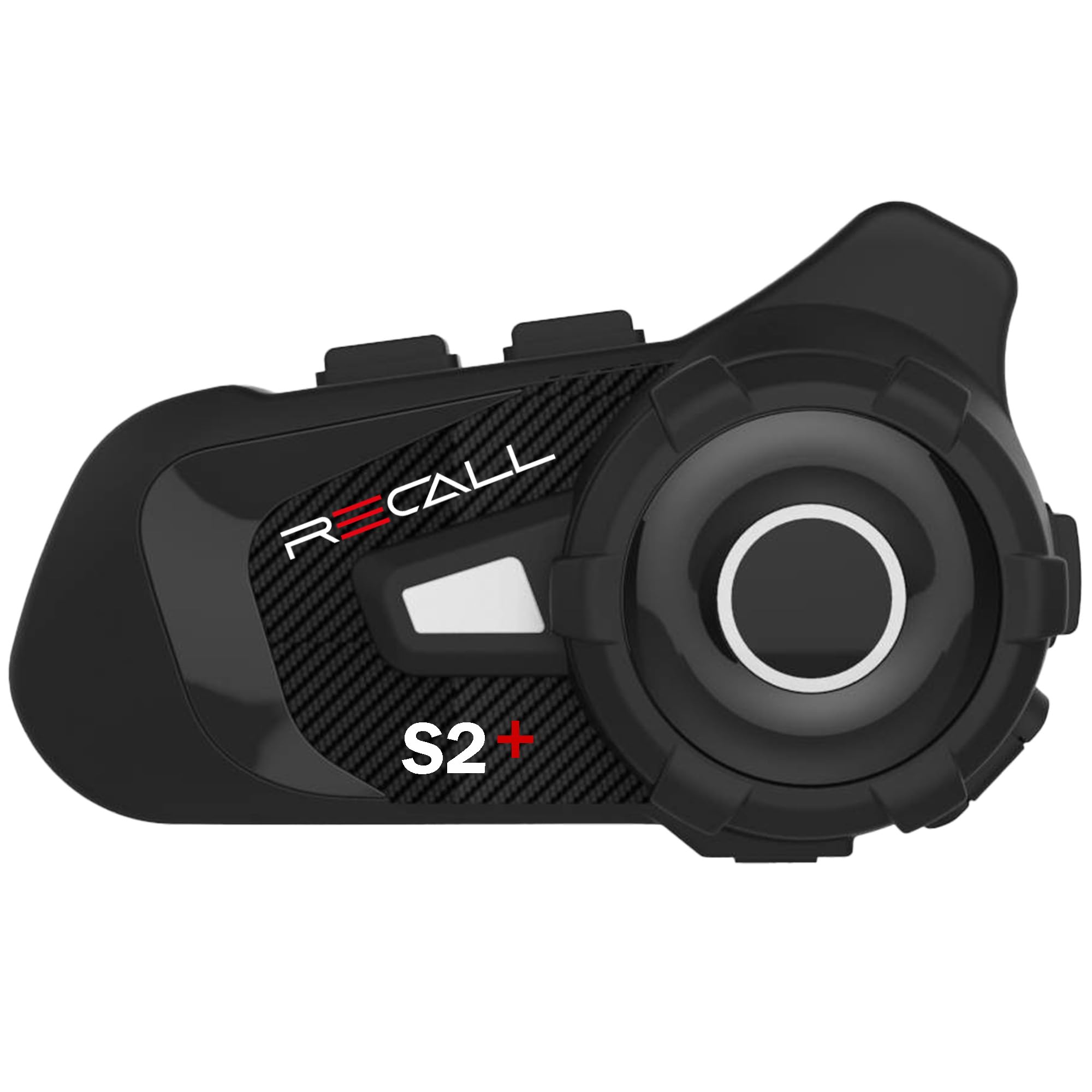 Recall S2+ Motorcycle Bluetooth Intercom Headset - 5.1 Version, 6-Way Group Chat, 1000m Range, FM Radio & Music Sharing for Riders - Carbon Black (Perfect for Group Riding, Adventure Tours & Road Trips)