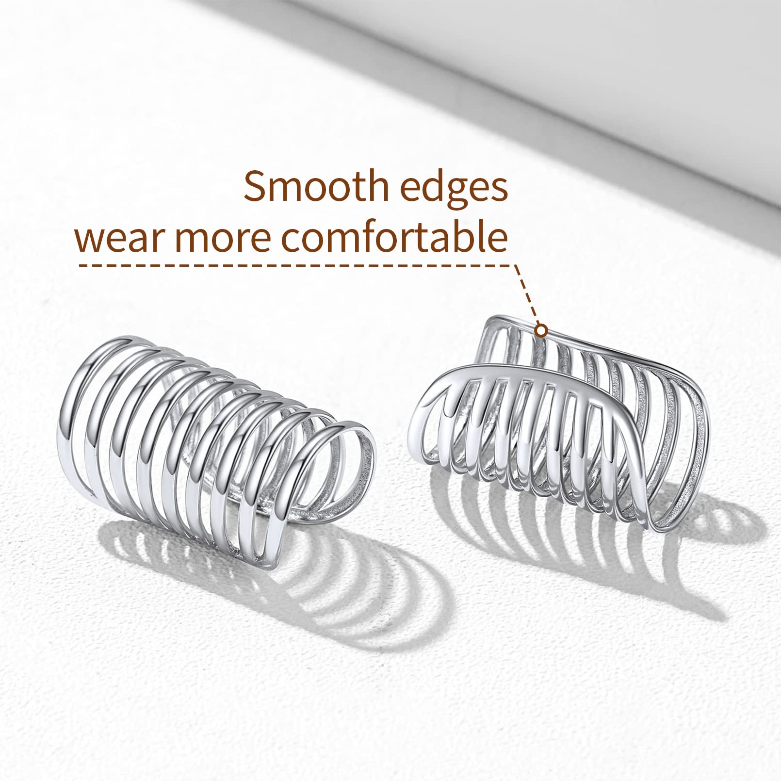 ChicSilver 925 Sterling Silver Non-Piercing Clip-On Cartilage Cuff Earrings for Women - Elegant Ear Cuff Jewelry with Gift Box - Perfect for Parties, Weddings & Everyday Wear