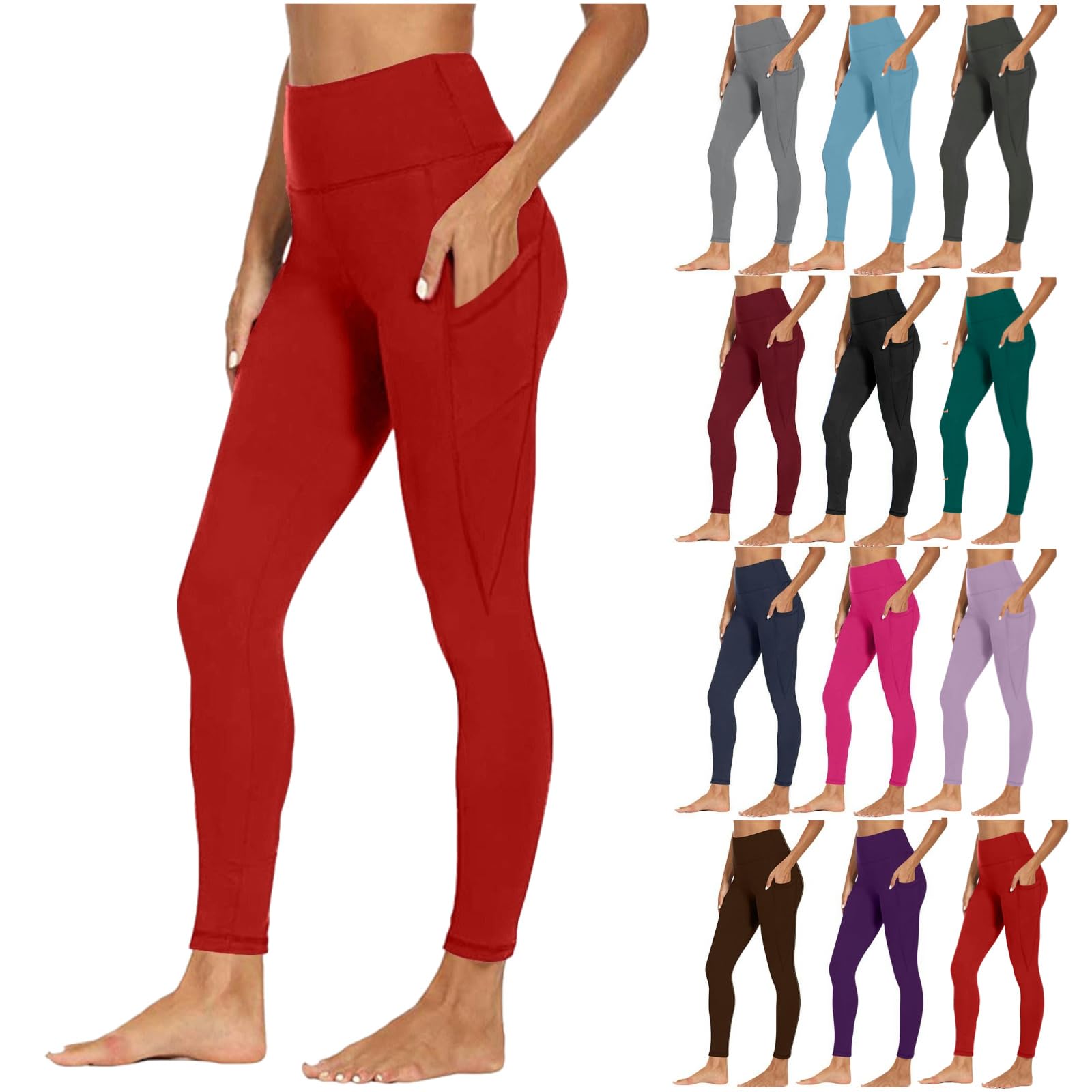 **High Waisted Leggings for Women Plus Size - Yoga Pants with Pockets, Soft & Stretchy Workout Trousers for Running, Gym & Everyday Wear**