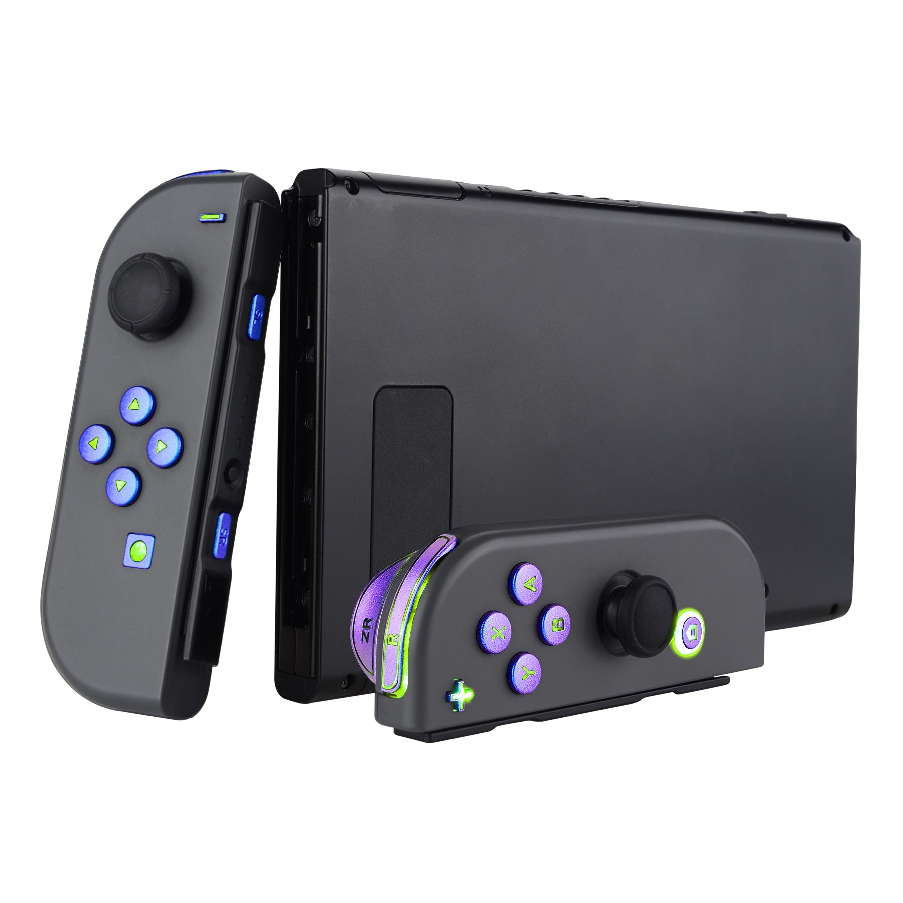 eXtremeRate Multi-Color LED Backlit Buttons Kit for Nintendo Switch & Switch OLED Joy-Con - Chameleon Purple Blue | DIY Gaming Accessories for Enhanced Gameplay Experience