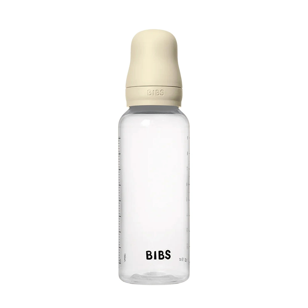 270ml Ivory Plastic Baby Bottle with Latex Bibs Set - Soft, Durable & Leak-Proof for Newborns & Infants - Perfect for Feeding, Travel & Daycare Use