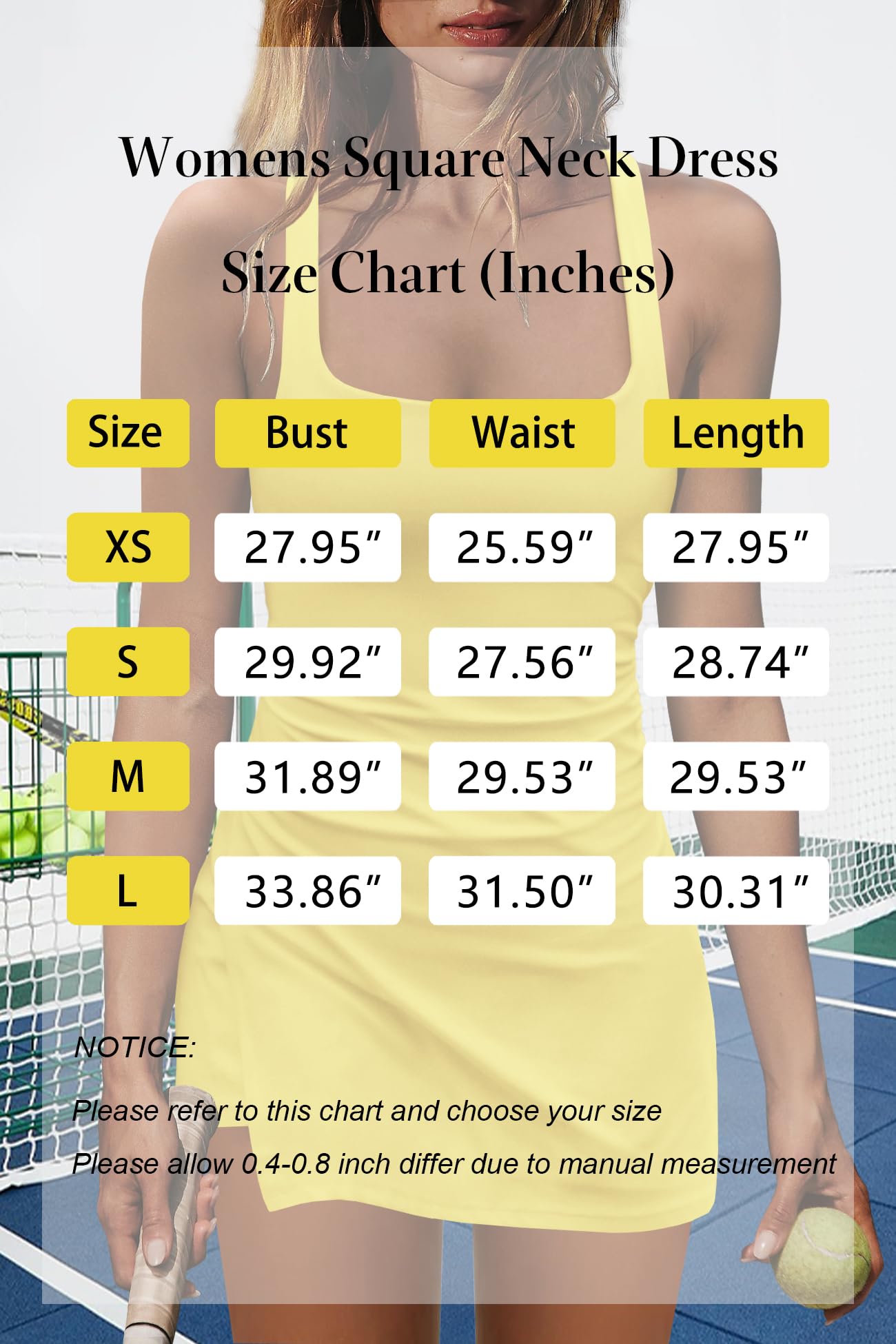 Nirovien Women's Tennis Dress with Built-in Shorts - Athletic Workout Skirt Dress for Tennis, Golf & Running - Breathable & Comfortable Sports Outfit for Women