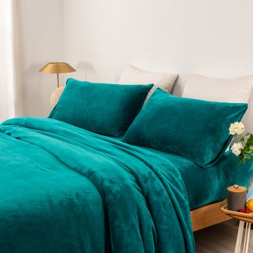 Premium Thermal Microplush Sheet Set - King Single Size, Teal Color - Ultra Soft & Warm Bedding for Winter Comfort