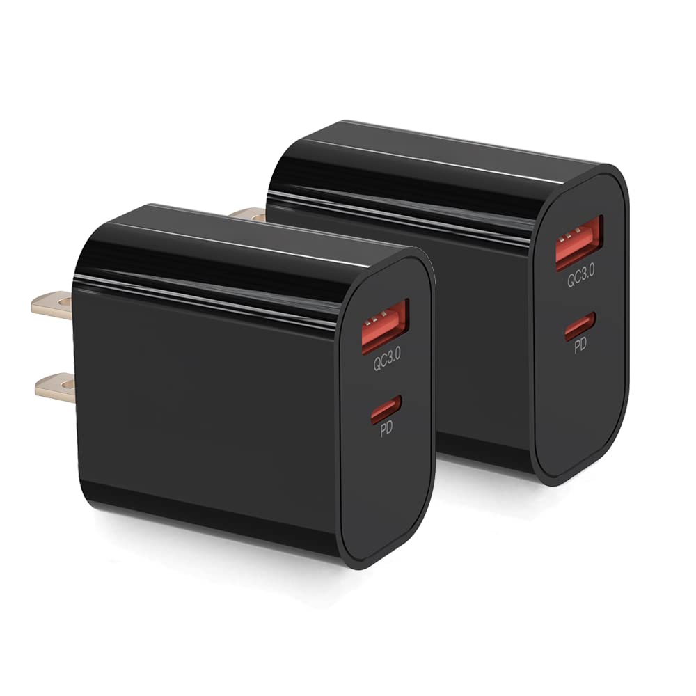 20W Fast Charging Block, Dual Port USB C Wall Charger for iPhone 14/13/12/11/X Series - Compatible with iPhone 14 Pro Max/13 Pro Max/12 Pro Max/11 Pro Max - Quick Charge Power Adapter (Black) - Perfect for Home, Office & Travel Charging