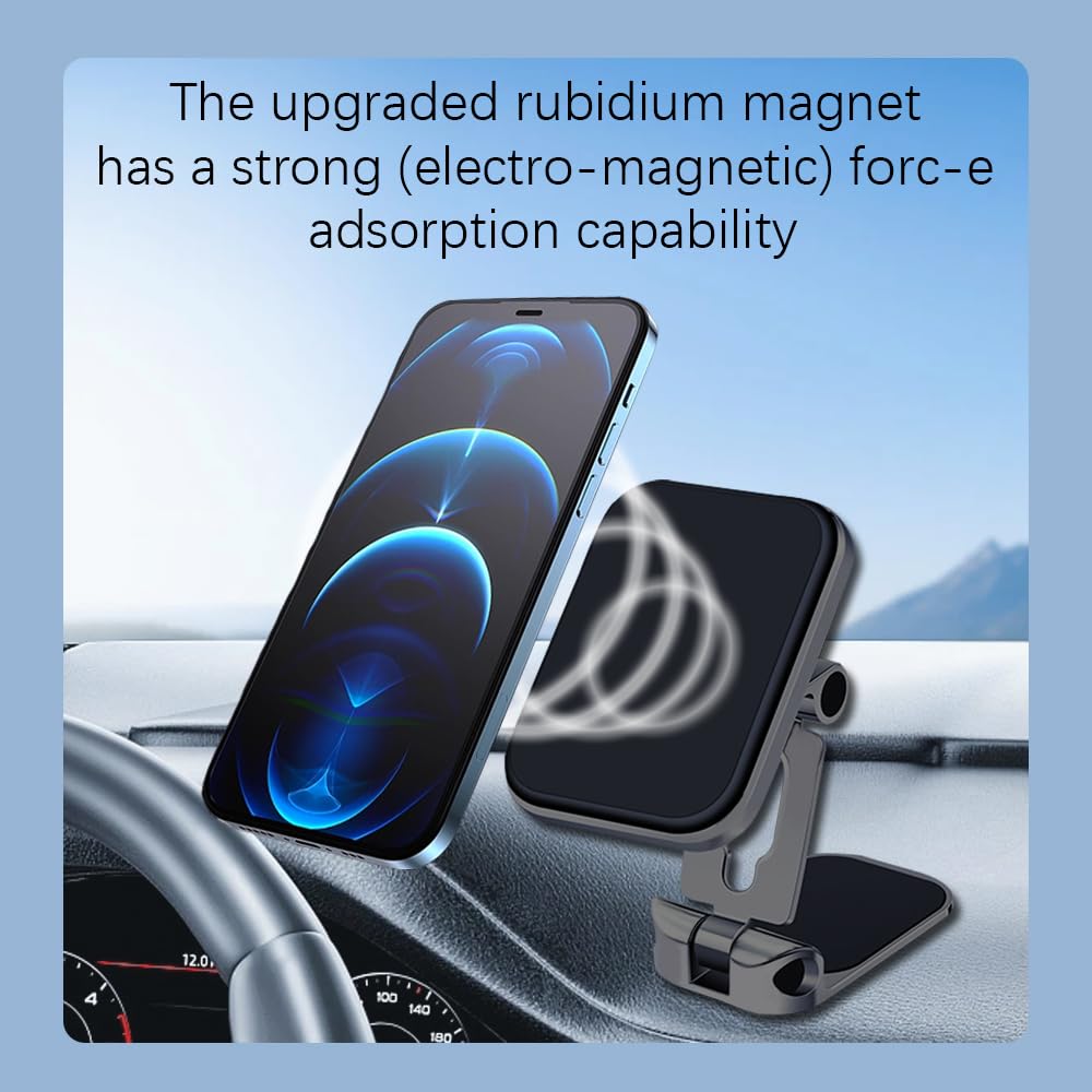 Mearo 360° Adjustable Magnetic Car Phone Holder - Universal Dashboard Phone Mount Stand for iPhone, Samsung & Smartphones - Perfect for Hands-Free Navigation & Safe Driving