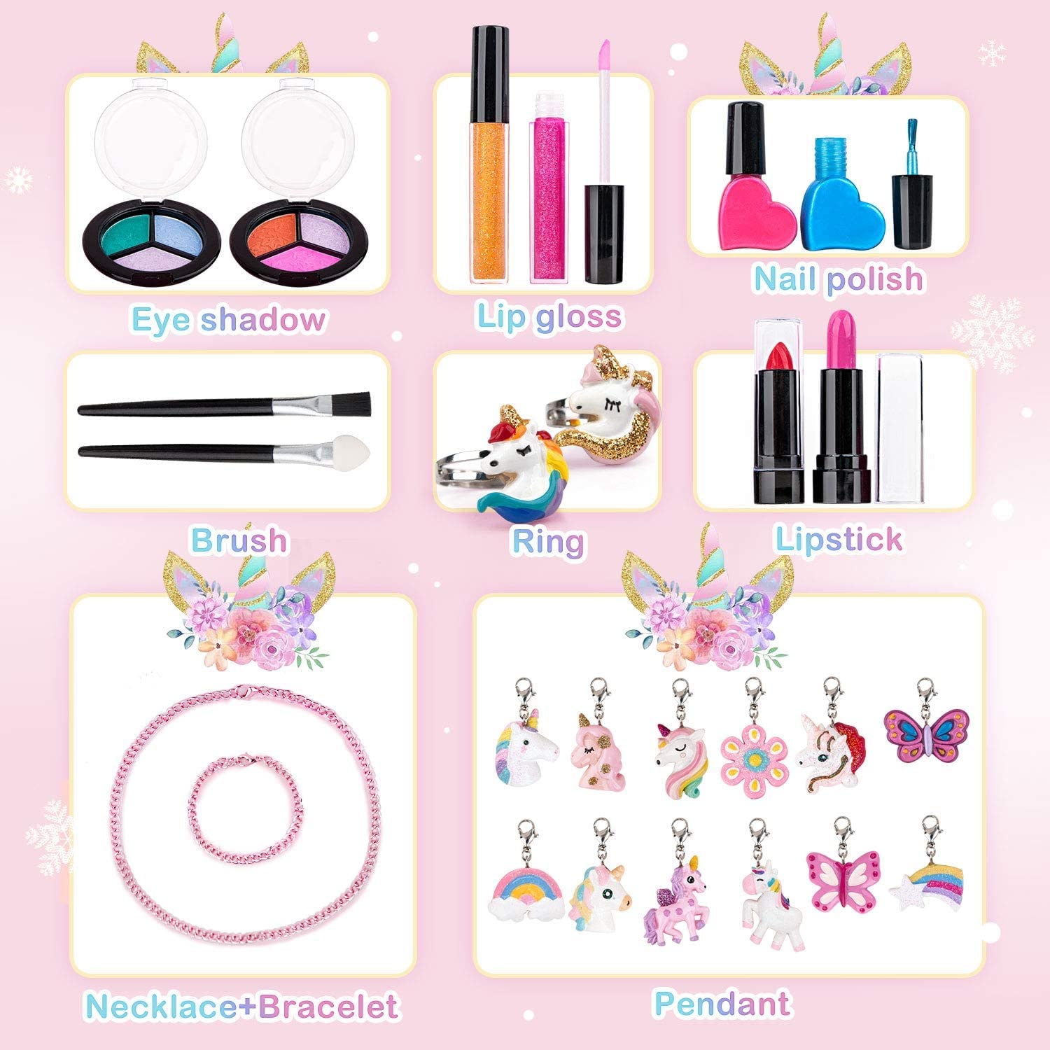 MJartoria 2024 Christmas Makeup Advent Calendar for Girls, Teens & Women - Beauty Lipstick, Butterfly Necklace Pendant Jewelry Set - Unique Holiday Gift for Makeup Lovers & Fashion Enthusiasts (Perfect for Christmas Countdown, Birthday Presents & Special Occasions)