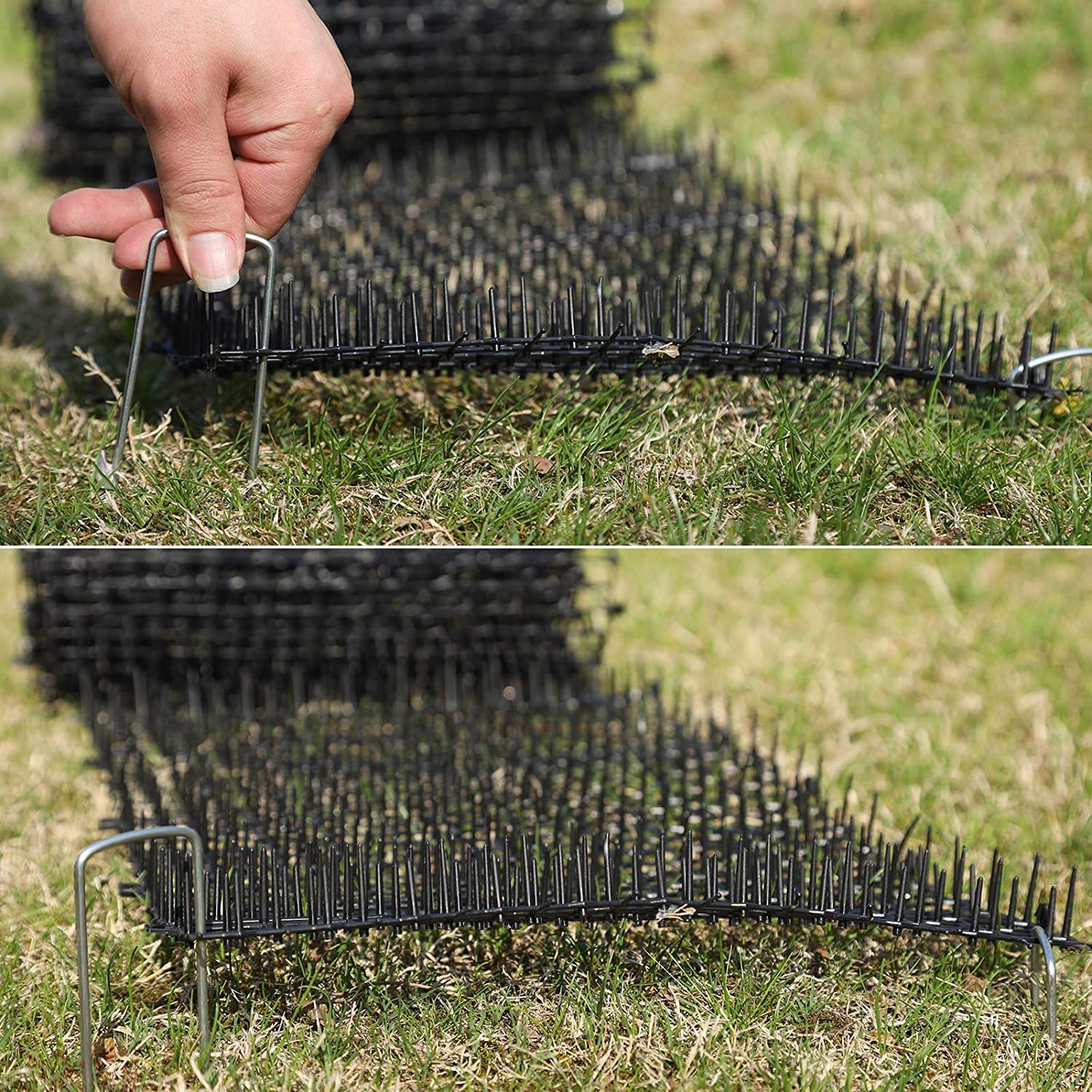 10ft Cat Scat Mat with Spikes for Outdoor Use - Durable Dog Repellent Mat with 8 Garden Staples - Perfect for Gardens, Lawns, and Patios to Keep Pets Away