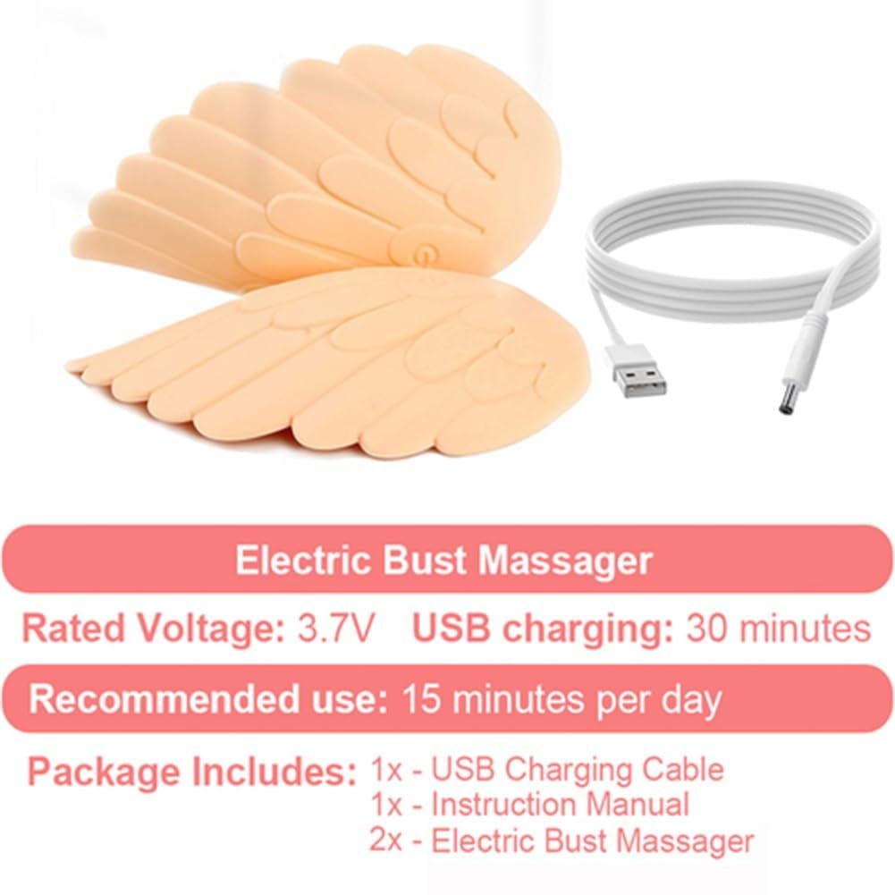 Gfouk Wingbosom Electric Breast Massager - 8 Massage Modes, Wireless USB Rechargeable, Portable Vibration Therapy for Breast Lifting & Comfort - Perfect for Postpartum Care, Nursing Relief & Relaxation at Home or Travel