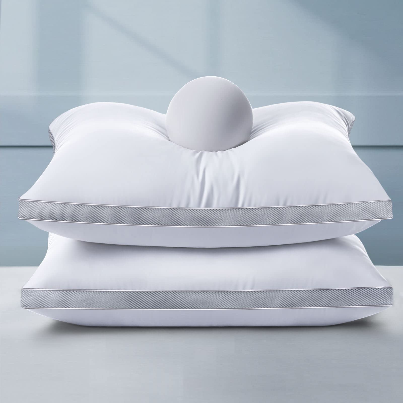 Premium Cooling Bed Pillows Set of 2 - Standard Size Down Alternative Pillows for Side Sleepers, Luxury Hotel Collection with Soft Plush Support - Perfect for Back, Stomach & Side Sleeping Positions, Home & Travel Use