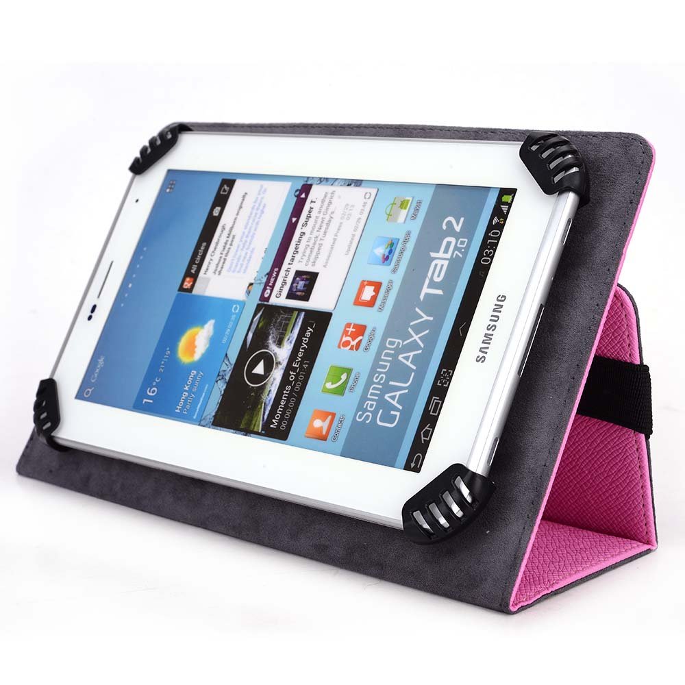 OIOO Model 2 7 Inch Tablet Case - Shockproof Protective Cover with Stand, Non-Slip Grip, Lightweight Design - Perfect for Reading, Watching Movies & Travel (Pink, UniGrip Edition by Cush Cases)