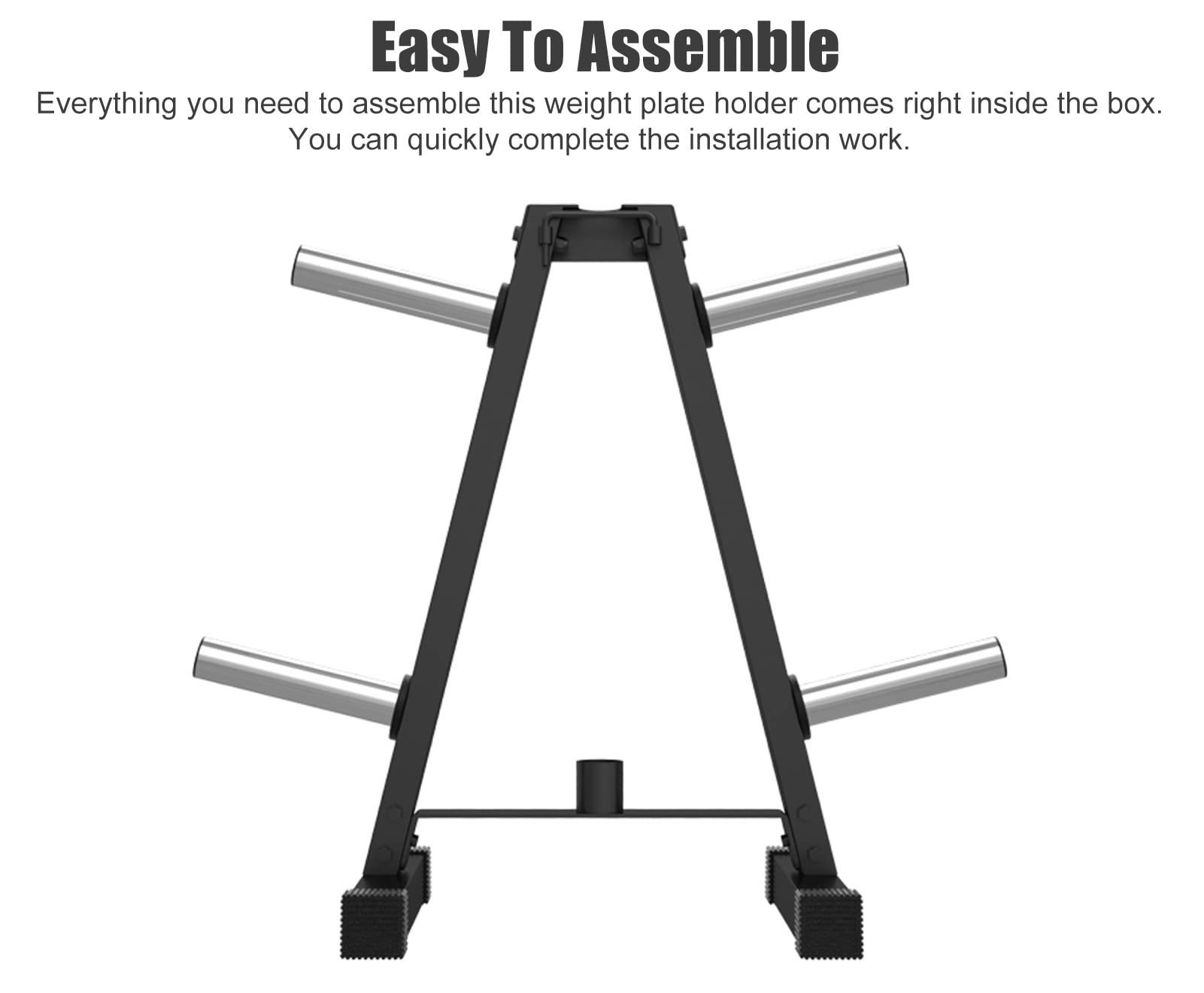 LVLONG Small Olympic Weight Plate Rack - Heavy Duty Barbell Weight Holder Tree with Protective Caps for Commercial & Home Gym Storage | Perfect for Weightlifting, CrossFit, and Strength Training Workouts