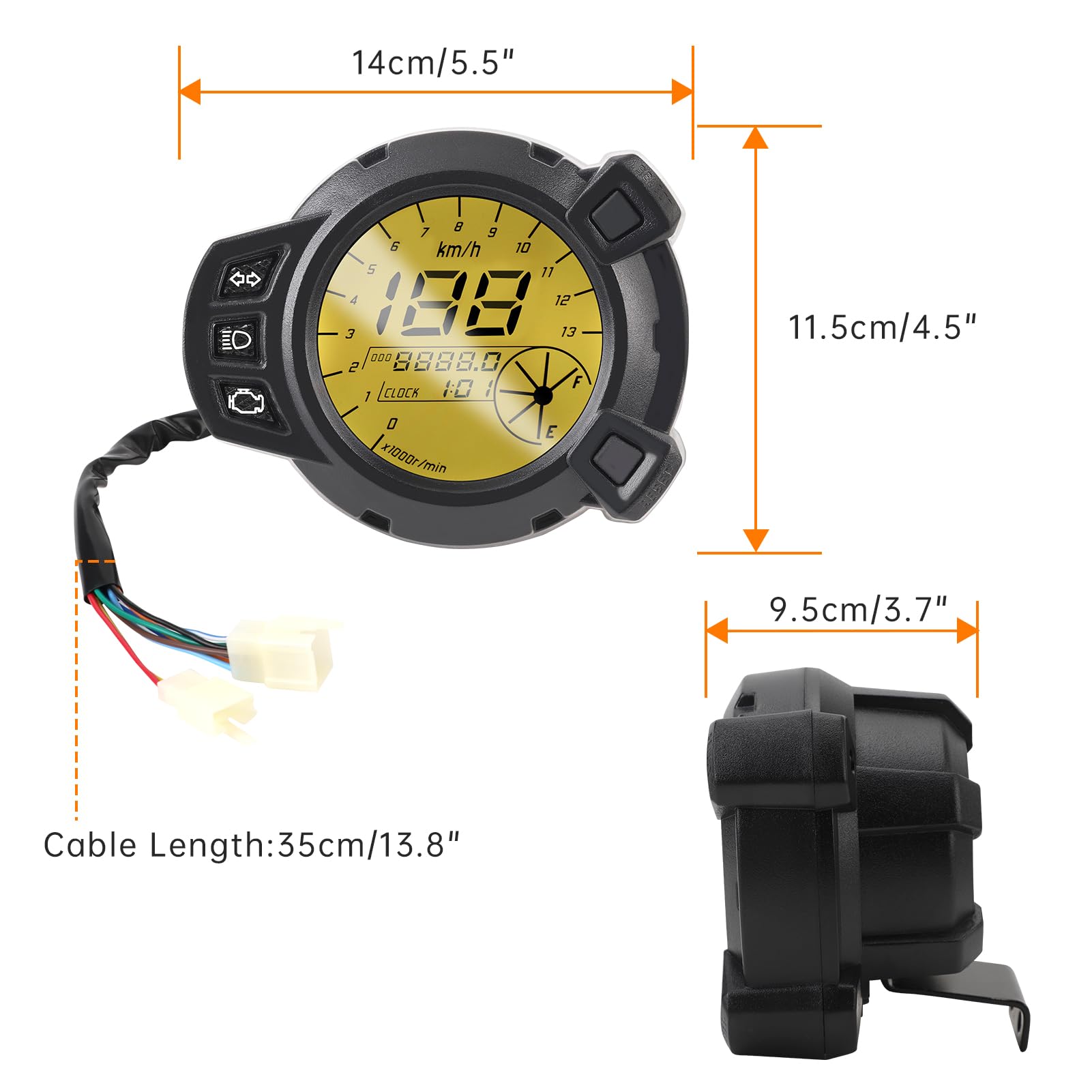 Universal Motorcycle LCD Speedometer & Tachometer - 7 Color Display for Riding