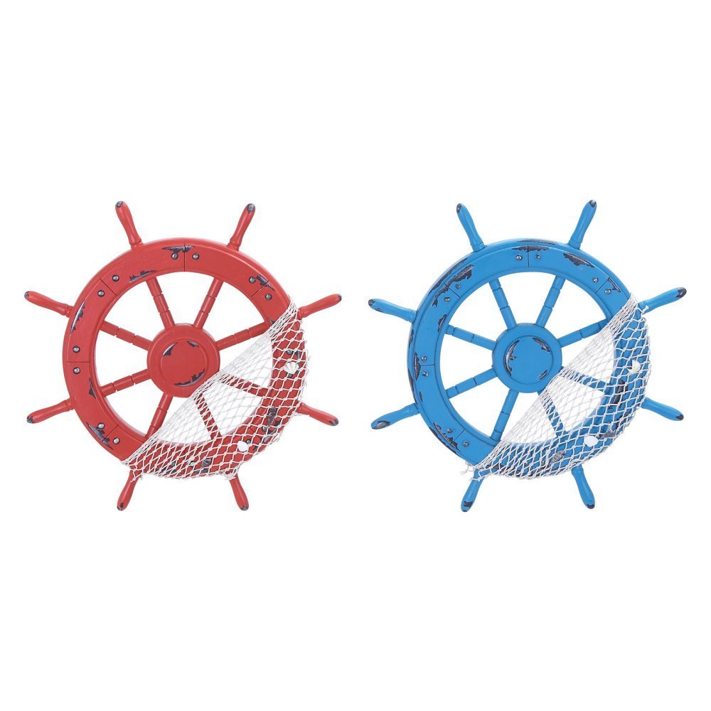 Nagina International Wooden Ship Wheel Wall Hooks - Rustic Nautical Decor for Home, Bathroom & Entryway - Perfect for Coats, Hats & Towels