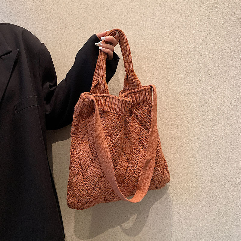Stylish Japanese & Korean Wool Knitted Handbags for Women - Perfect for Work, Travel and Everyday Use