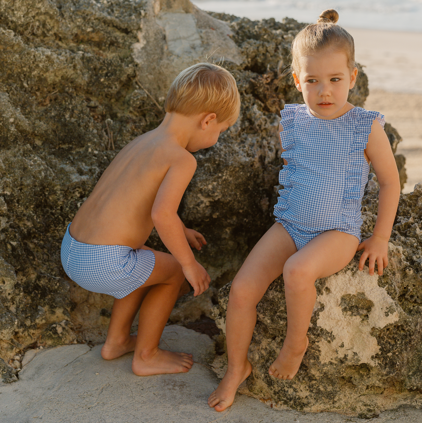Sky Blue Gingham Ruffle One-Piece Dress for Girls - Perfect for Summer Outfits, Parties & Casual Wear