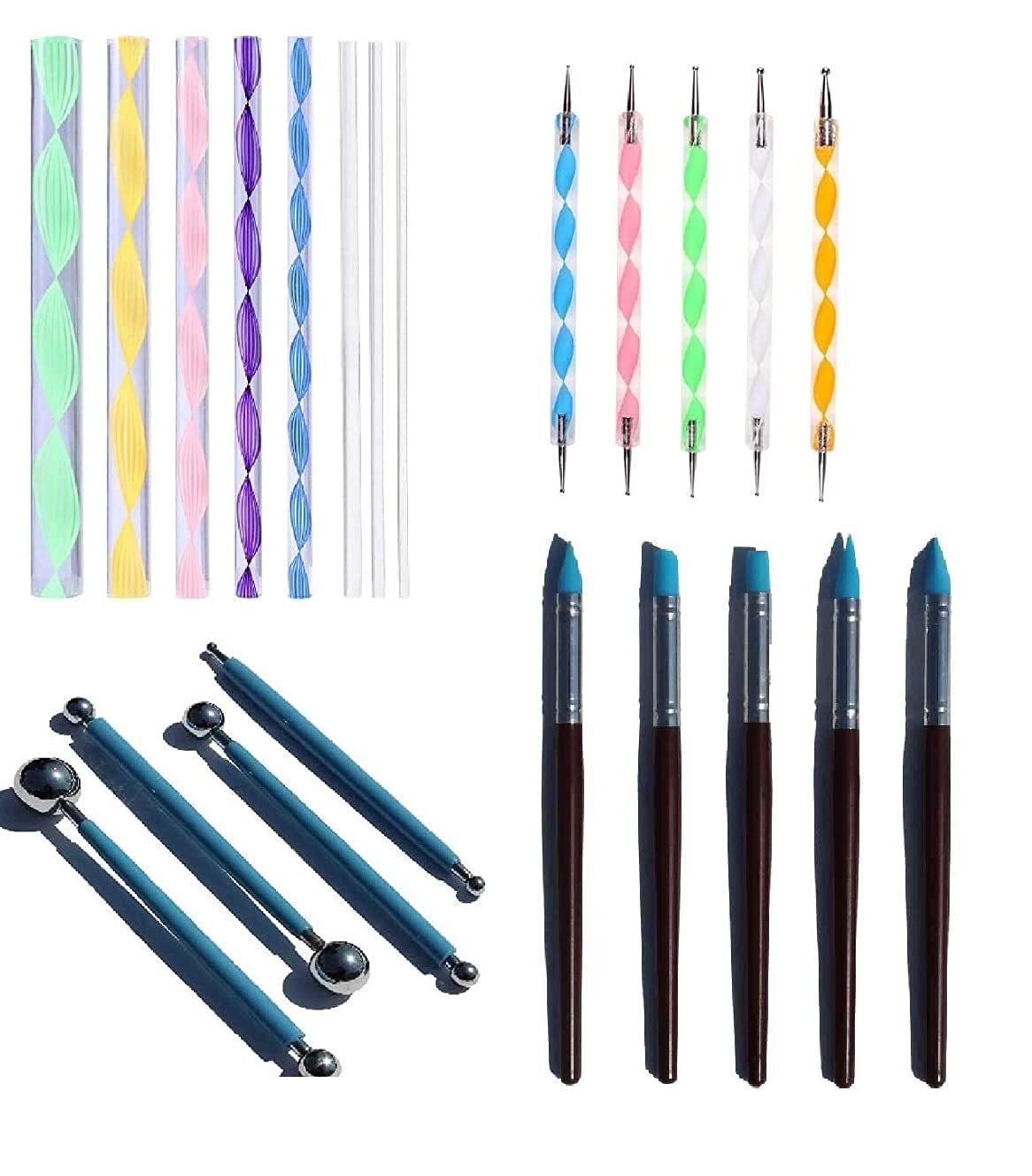 PEACORA 22-Piece Dotting Tool Set for Nail Art - Includes Emboss Tool, Mandala Dotting Pens, Foam Brushes & Dotting Balls - Professional Nail Design Kit for Salon, Home Manicure & DIY Nail Art Projects