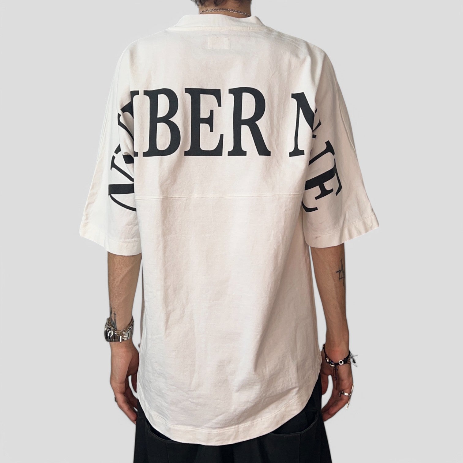 NUMBER (N)INE Oversized White T-Shirt with Back Print - Streetwear Fashion for Men | Casual Wear, Urban Style, Everyday Outfit