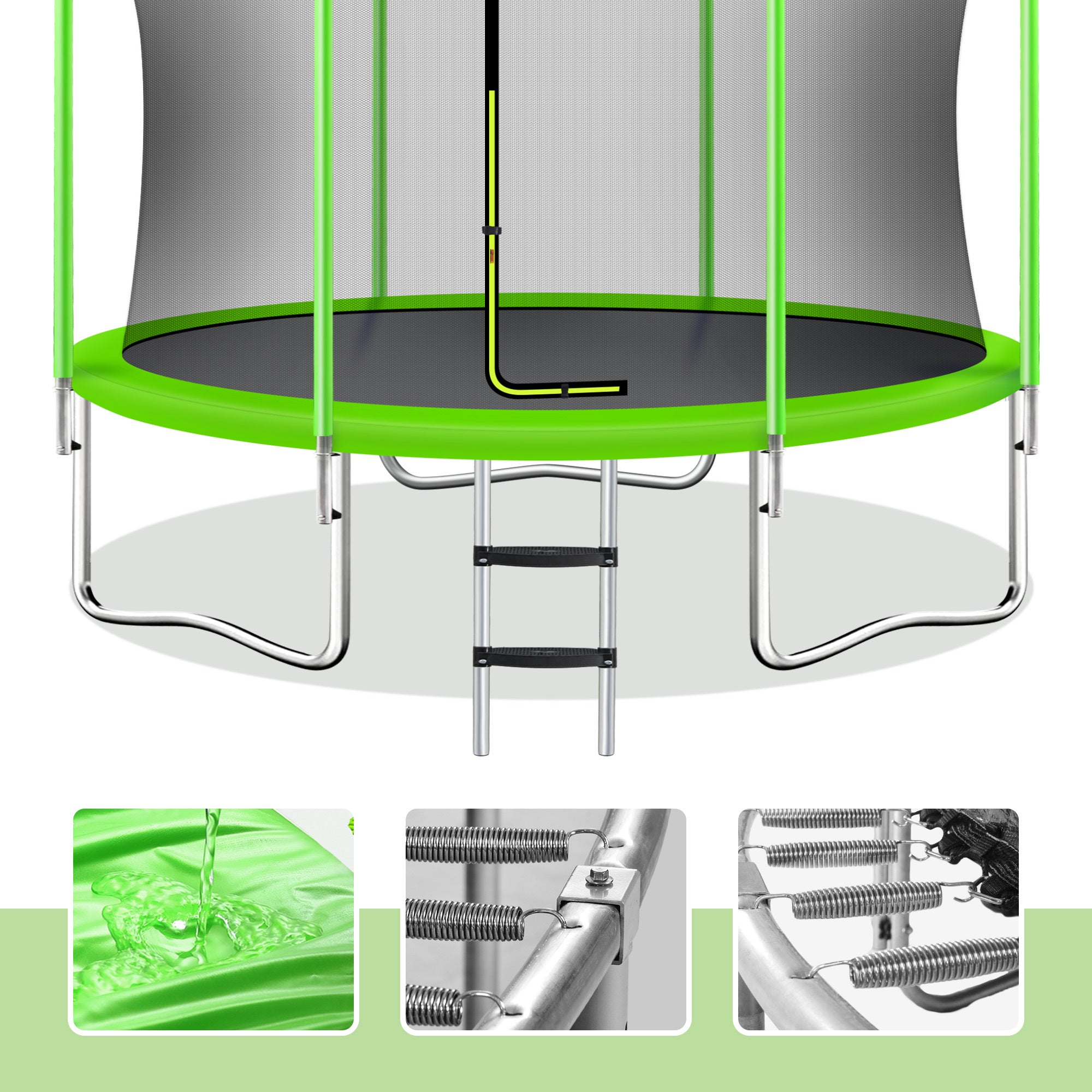 10FT Kids Trampoline with Safety Enclosure Net, Basketball Hoop & Ladder - Easy Assembly Outdoor Round Bouncer for Backyard, Garden & Playground Fun