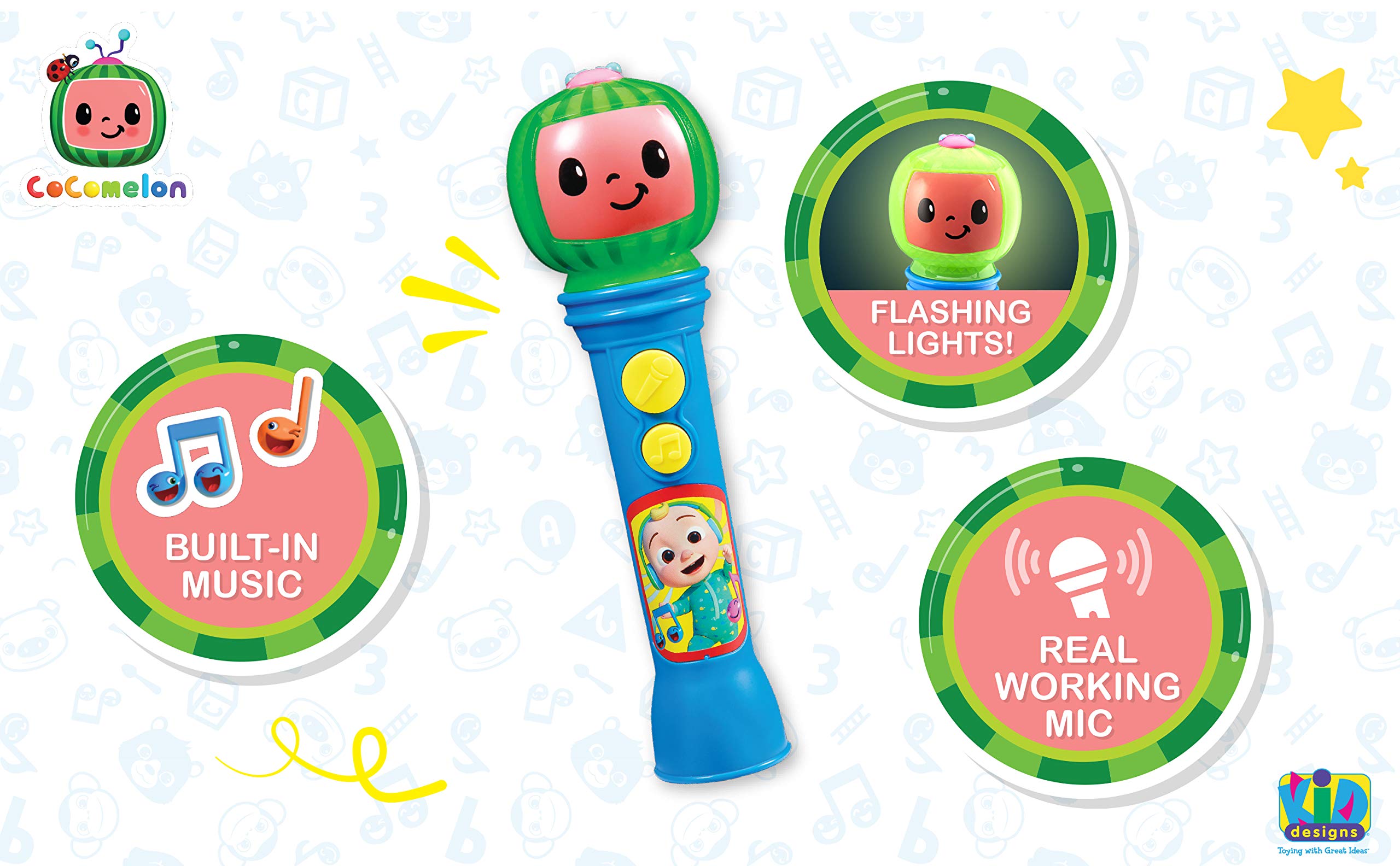 **Cocomelon Kids Toy Microphone with Built-in Songs - Musical Microphone for Toddlers & Children, Perfect for Singing & Pretend Play - Ideal Gift for Cocomelon Fans**    *(Use Case: Birthday Gifts, Party Favors, Preschool Learning, Interactive Playtime)*