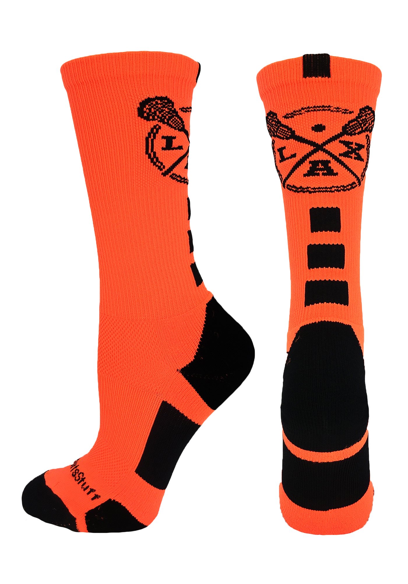 LAX Lacrosse Sticks Athletic Crew Socks - Moisture Wicking Performance Socks for Men & Women (Multiple Colors) - Perfect for Lacrosse Games, Training & Sports Enthusiasts