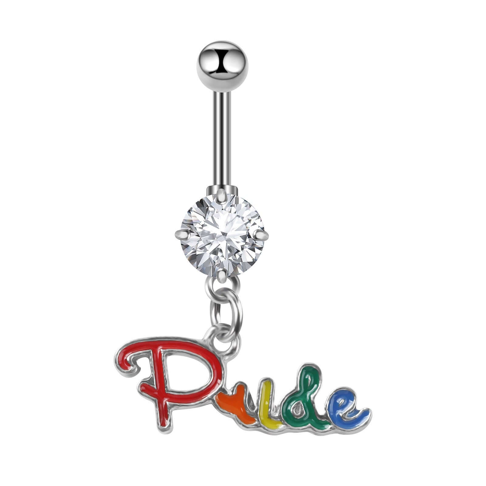 Rainbow LGBT Pride Dangle Belly Button Rings | Stainless Steel Navel Piercing Jewelry for Women | Perfect for Pride Month, LGBTQ+ Events & Body Piercing Fashion