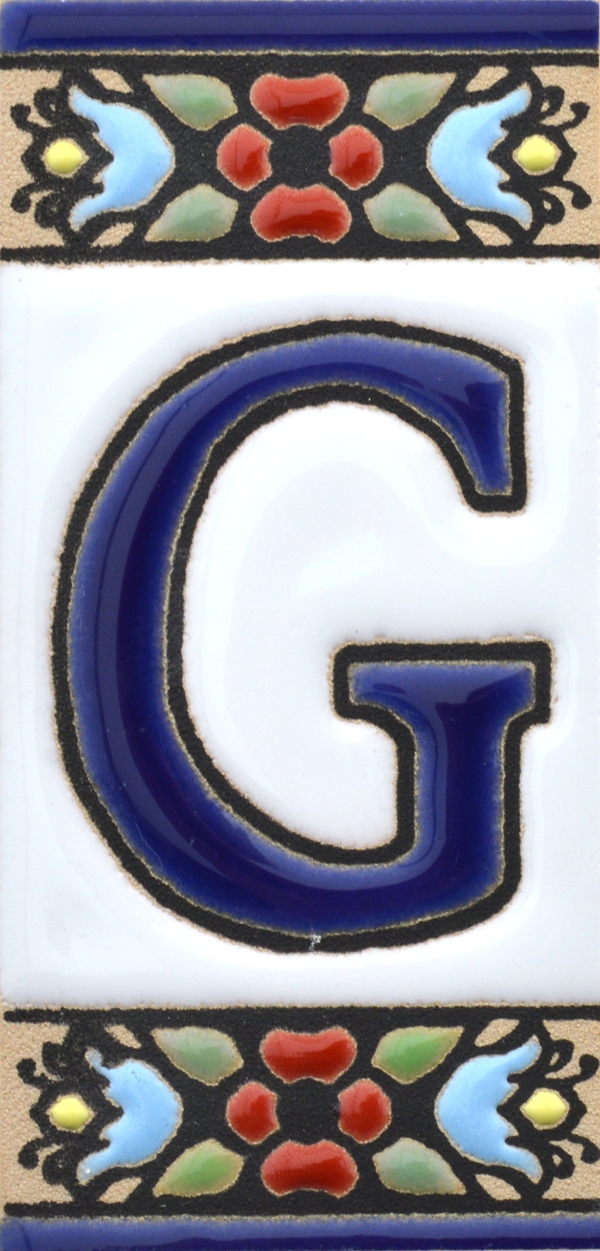 3 Inch Handpainted House Letter Tiles - Custom Address Signs, House Numbers & Names - Design FLORES MINI 2.87