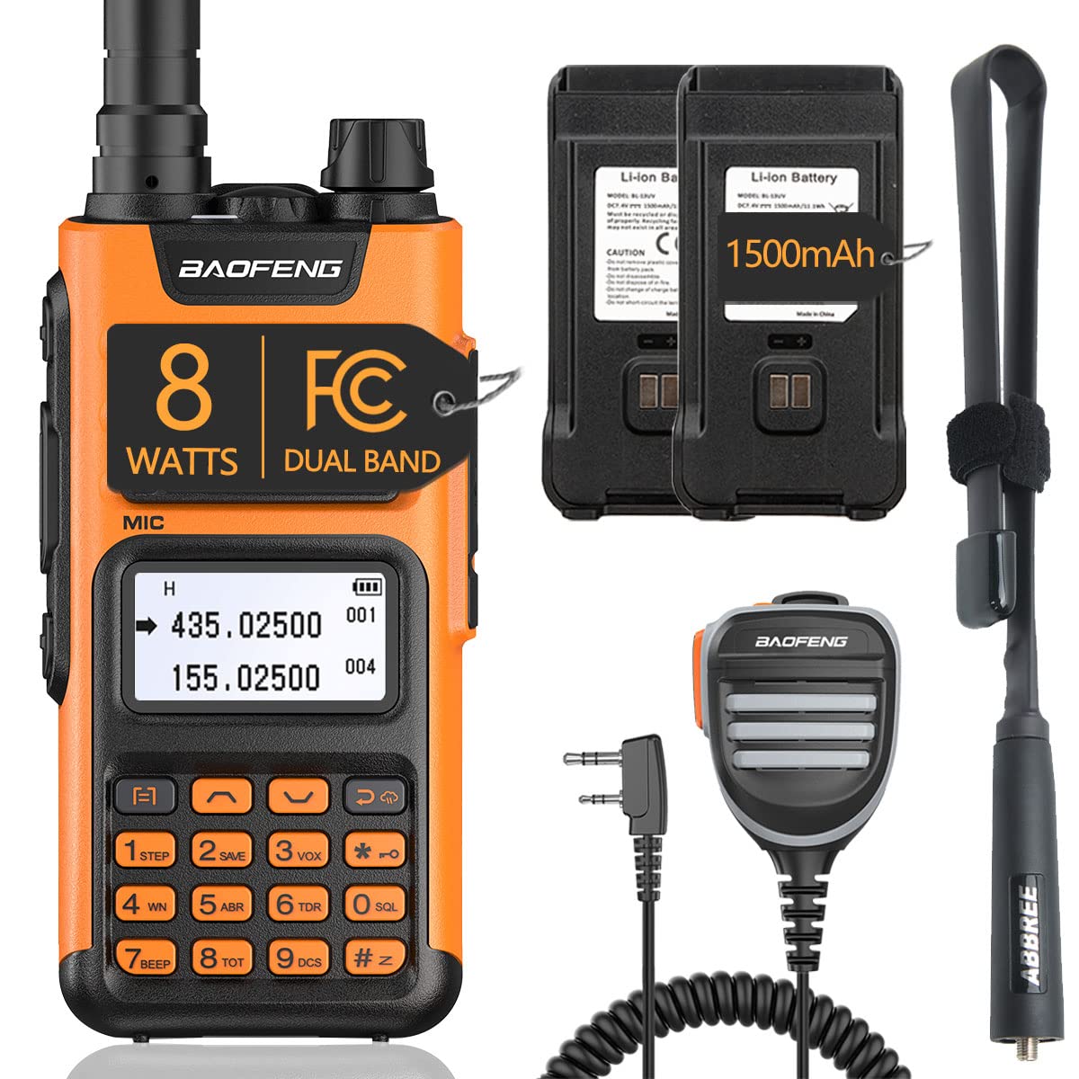 Baofeng TP-8Plus 8W High Power Long Range Two Way Radios - Rechargeable Dual Band Walkie Talkies with Extra Battery, Speaker Mic & Tactical Antenna Kit for Outdoor, Hiking, Construction & Emergency Communication