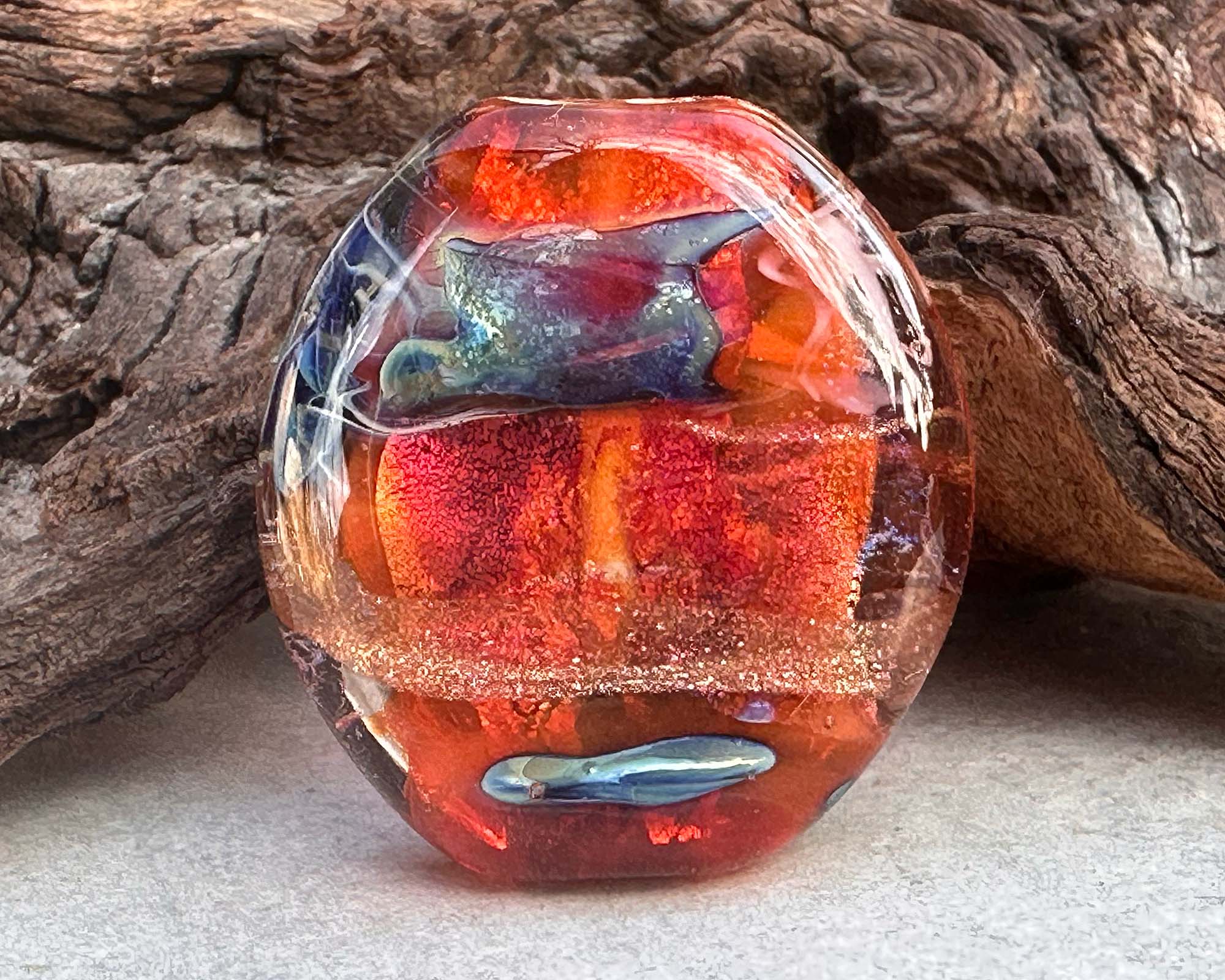 Handmade Orange Treasure Lampwork Glass Focal Bead SRA - Perfect for Jewelry Making, DIY Crafts & Beading Projects