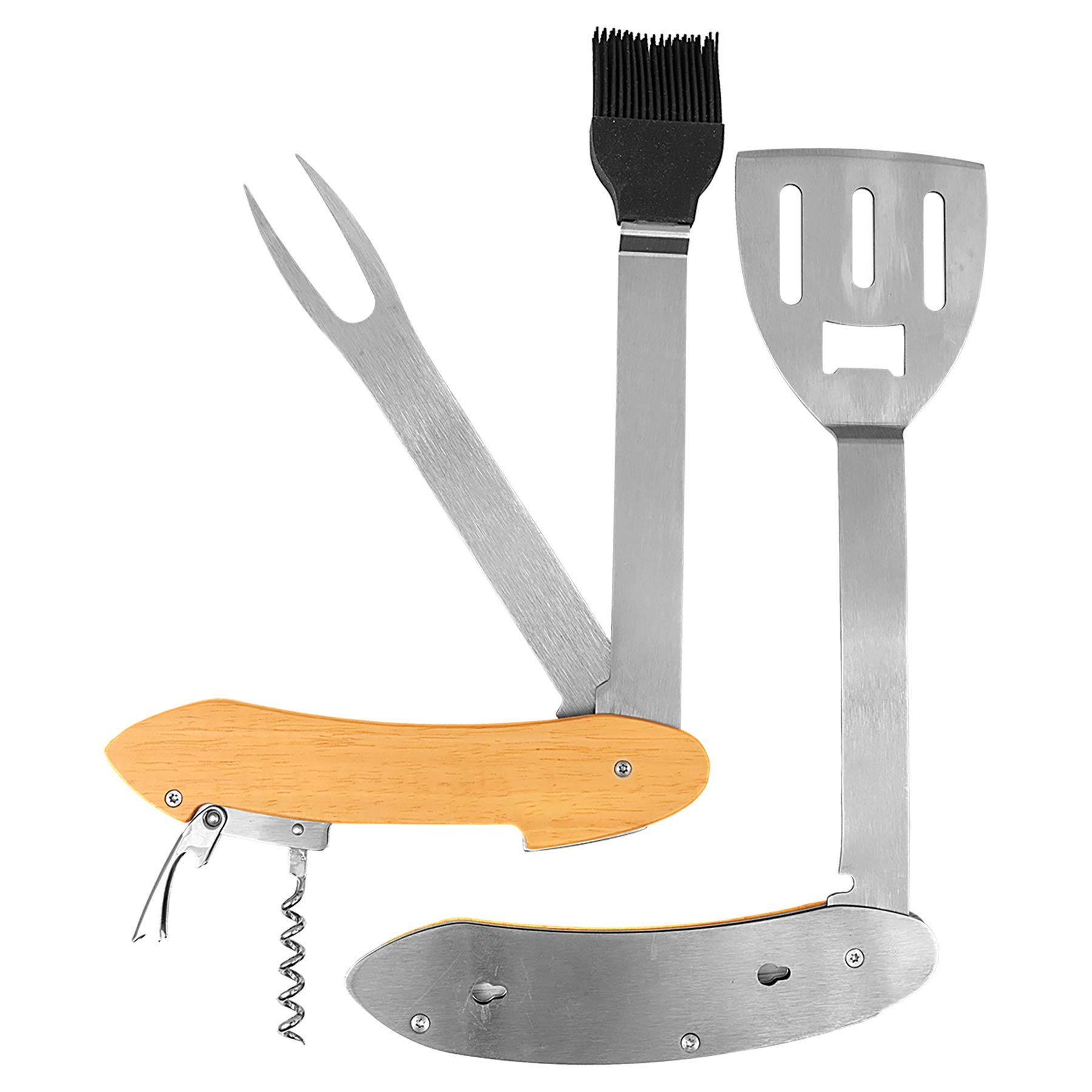 Custom Engraved Wooden BBQ Grill Multi-Tool Set - Personalized Barbecue Accessories for Grilling, Smoking & Outdoor Cooking - Perfect Gift for Grill Masters & Backyard Chefs