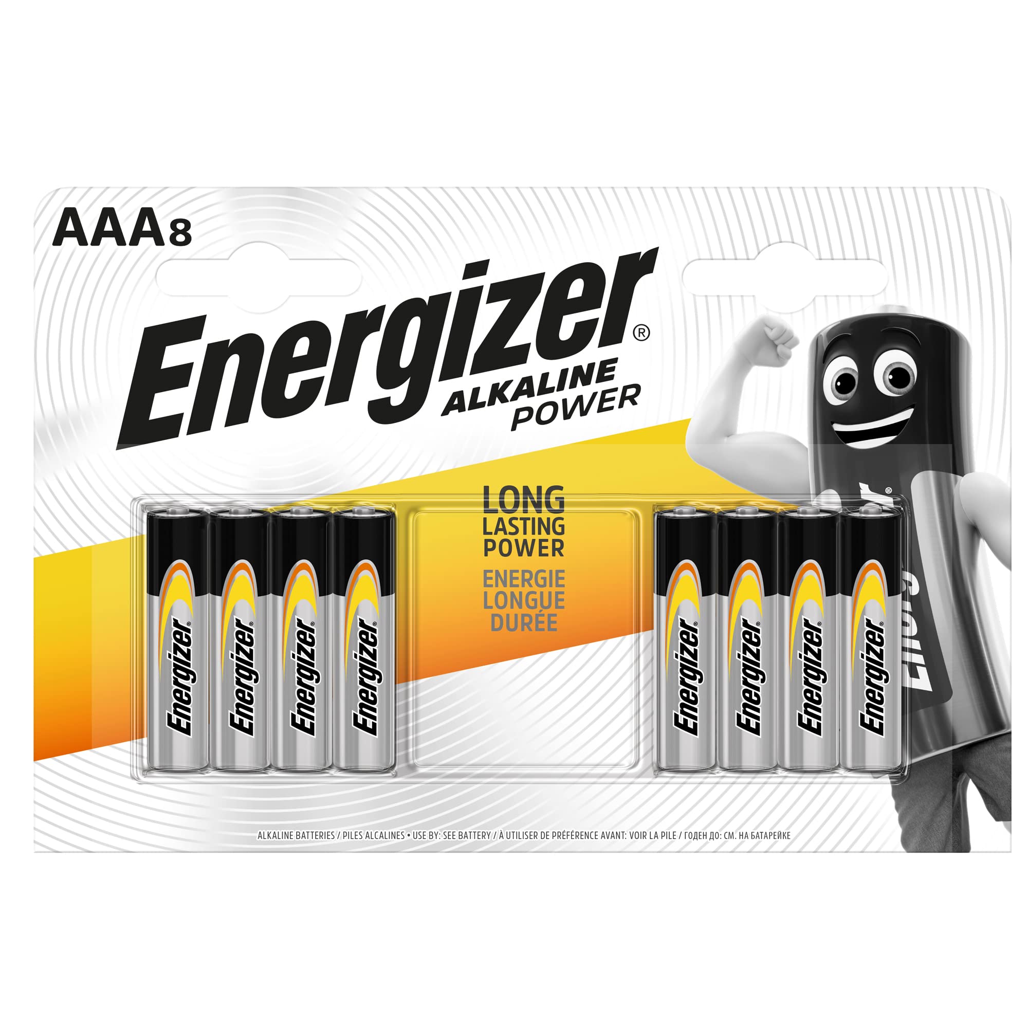 Energizer 8-Pack AAA Alkaline Batteries - Long-Lasting Power for Toys, Flashlights & Electronics (E92SMP8T) - Perfect for Home, Office & Emergency Use