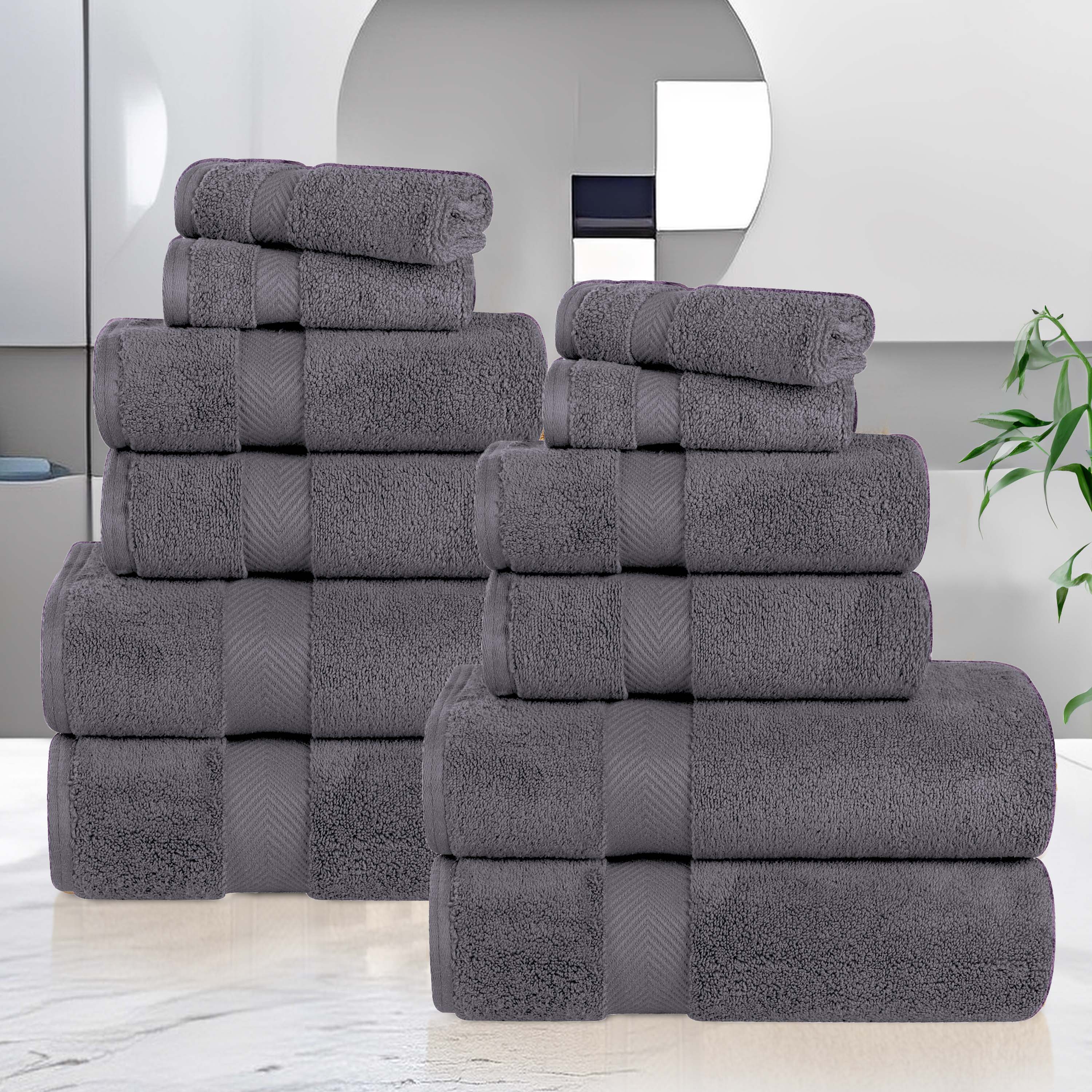 Premium Zero Twist Cotton Towels - Ultra Soft & Highly Absorbent 12-Piece Bath Towel Set for Spa, Gym & Luxury Home Use