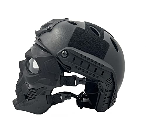 PJ Tactical Airsoft Paintball Helmet with Adjustable Full Face Mask - Military Style Protective Gear for Airsoft, Paintball & Outdoor Combat Games - Perfect for Tactical Training & Survival Scenarios