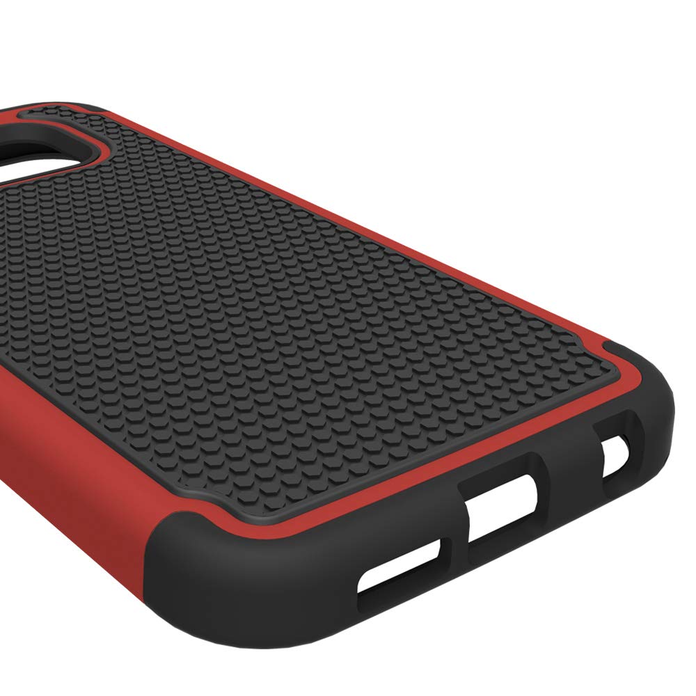 Samsung Galaxy S6 Phone Case with Tempered Glass Screen Protector - Slim Rugged Hybrid TPU Protective Cover for SM-G920V/G920A (Black/Red) | Shockproof & Anti-Scratch | Perfect for Daily Use, Outdoor Activities & Travel Protection