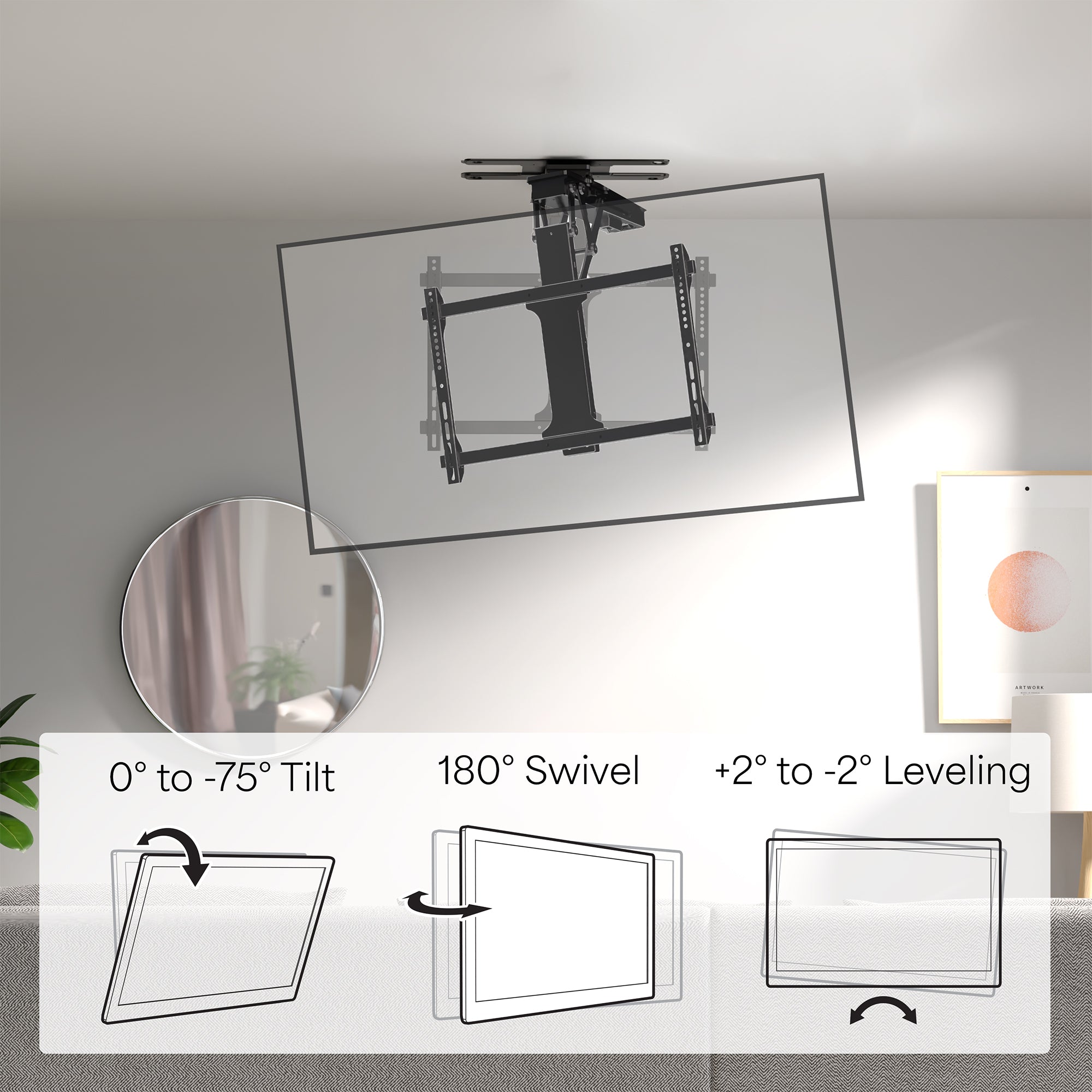 Heavy Duty Electric Flip Down Swivel TV Mount for 32