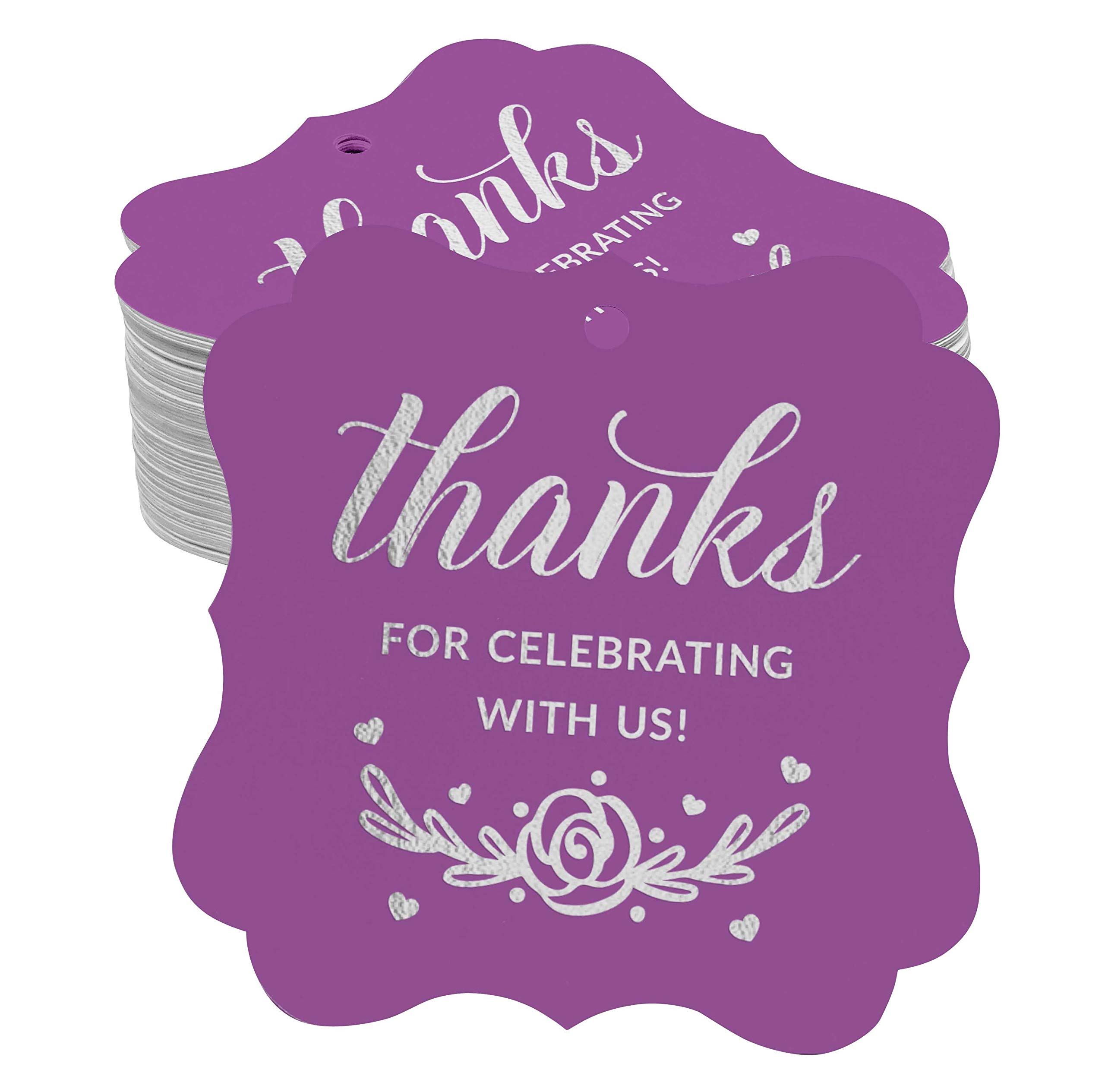 50pcs Real Silver Foil Bracket-Shaped Gift Tags - Perfect for Bridal Showers, Baby Showers, Weddings, Birthdays & Retirement Parties - Elegant Thank You Favor Tags for Special Celebrations & Event Decorations