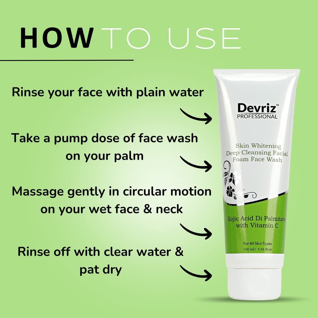 Devriz Deep Cleansing Face Wash for Acne-Free & Bright Skin - Oil Control for Oily, Dry & Combination Skin - Daily Facial Cleanser for Clear & Glowing Complexion - Perfect for Morning & Night Skincare Routine