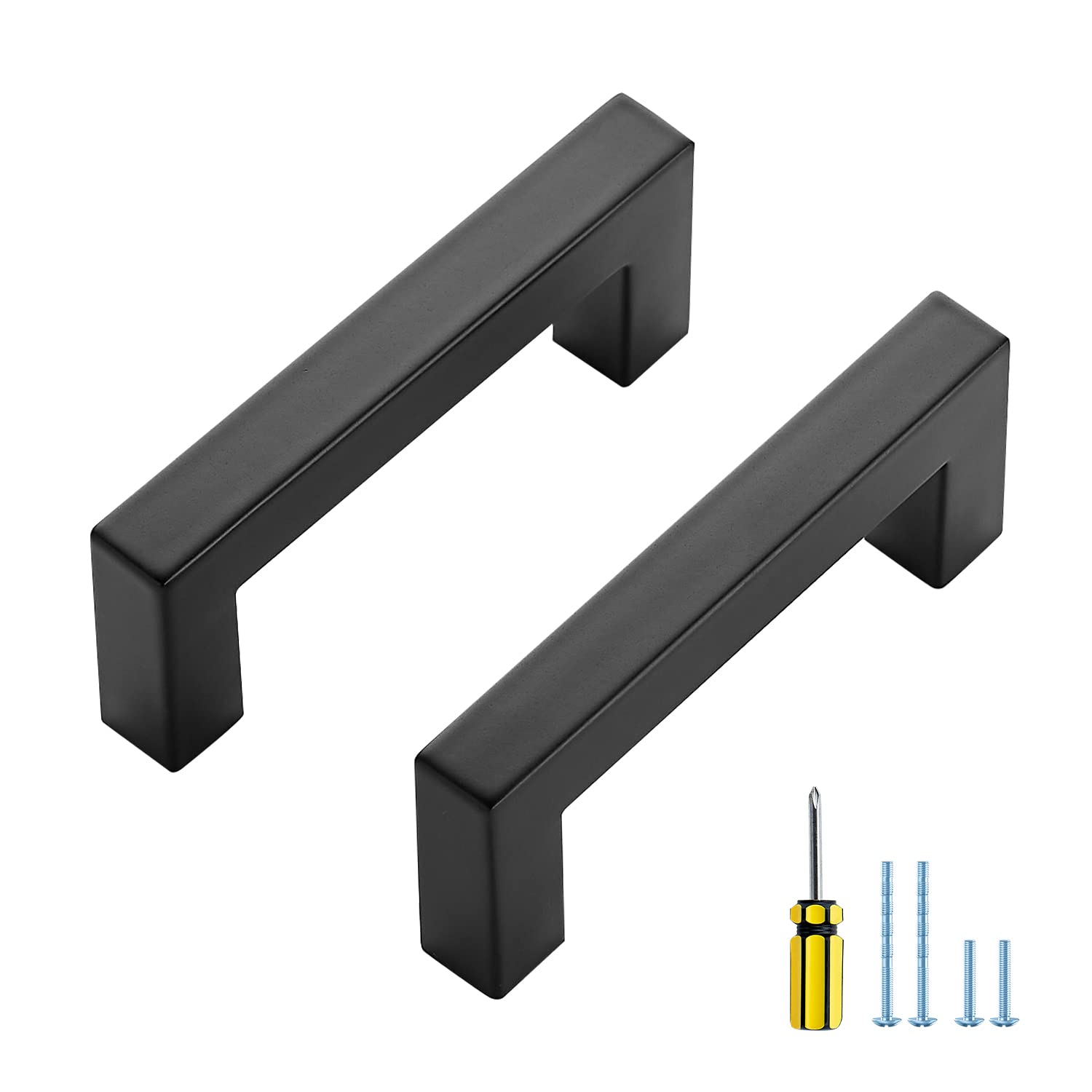 50 Pack Black Cabinet Pulls 3 Inch Square - Matte Black Kitchen Cabinet Handles & Drawer Knobs - Durable Hardware for Kitchen, Bathroom, Office & Furniture Upgrade