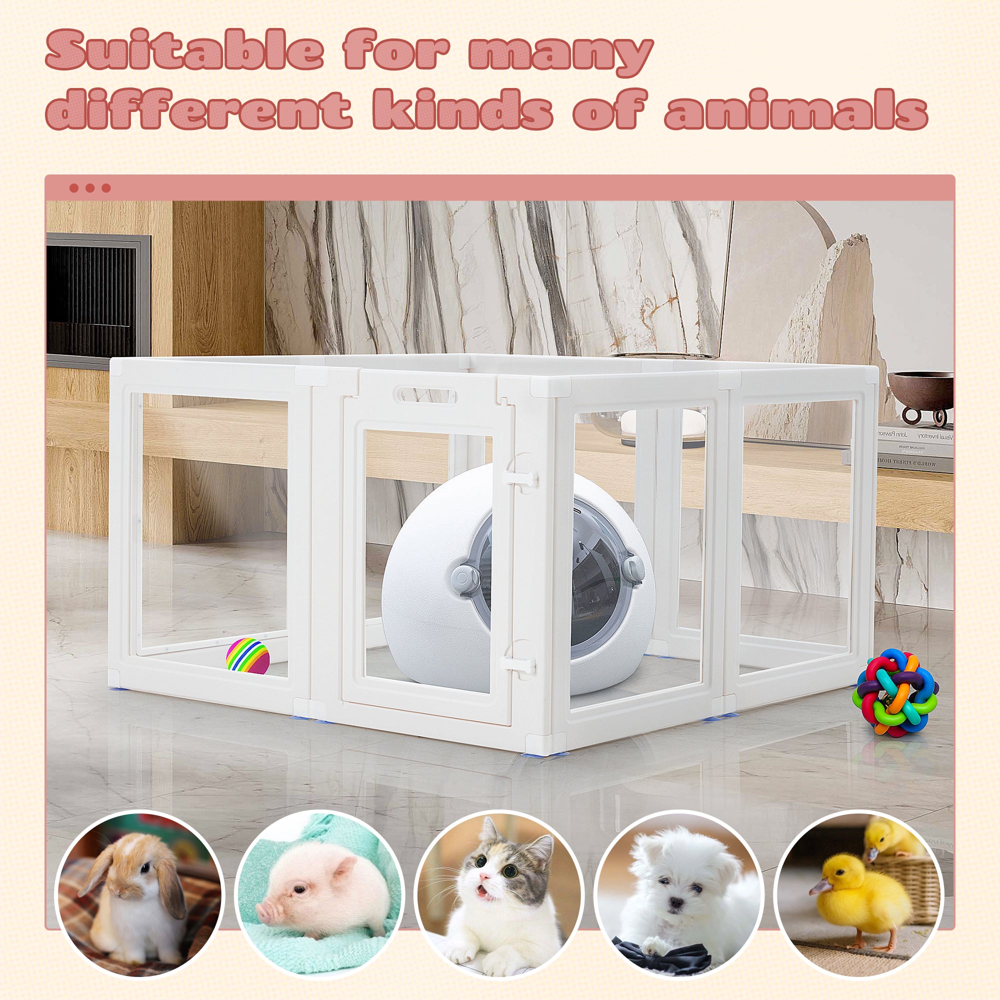 EROMMY 8-Panel Plastic Dog Playpen with Door - Portable & Foldable Puppy Fence for Indoor/Outdoor Use (24