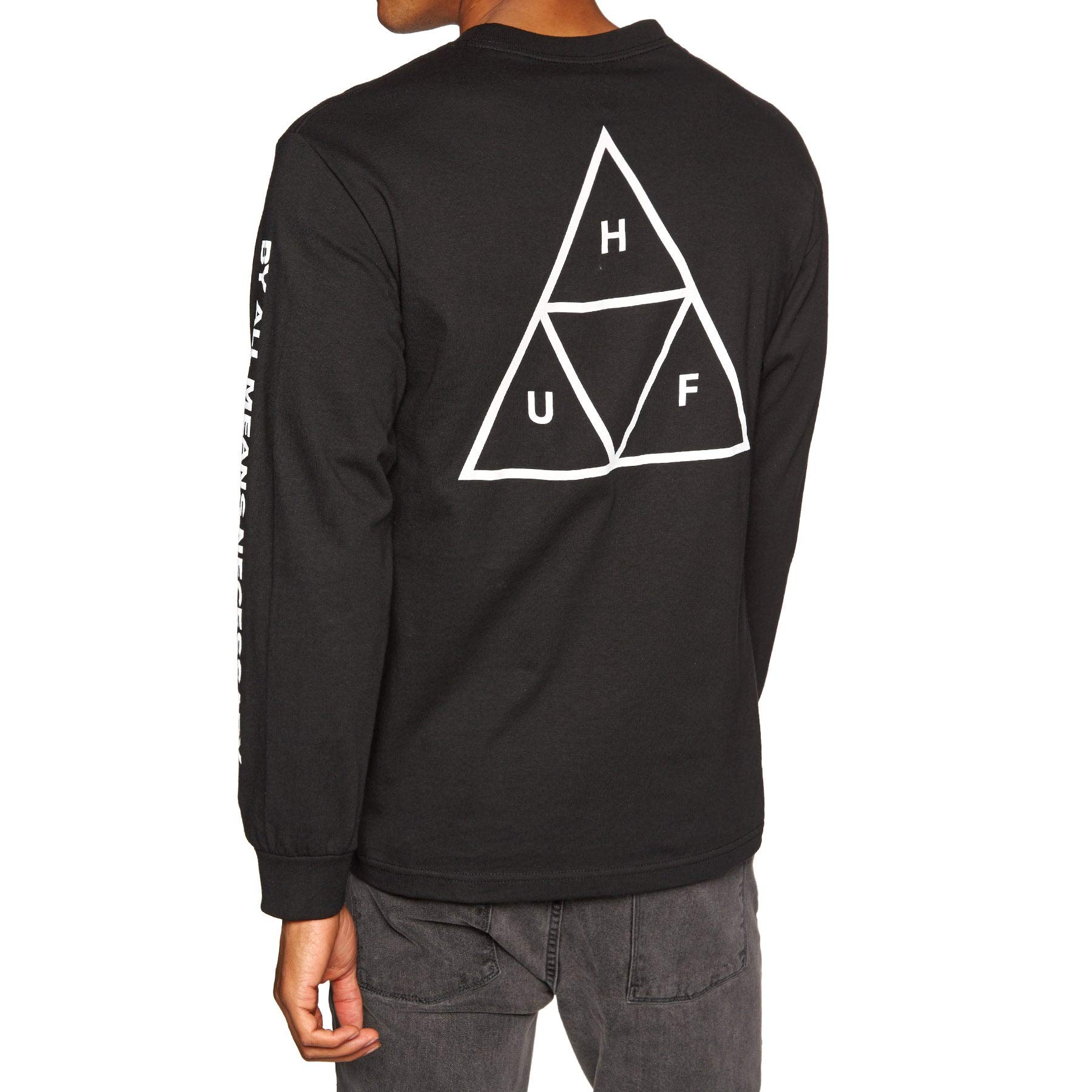 HUF Men's Essential Long Sleeve T-Shirt - Casual Streetwear Cotton Tee for Everyday Wear | Gym, Outfits, Layering & Street Style