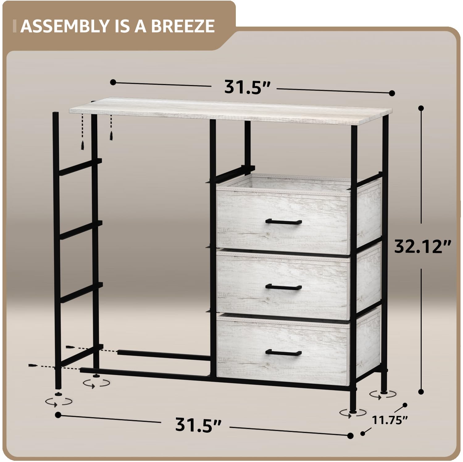 Sorbus 8-Drawer Dresser Organizer with Steel Frame & Wood Top - Fabric Bin Storage Chest for Clothes, Bedroom, Living Room & Closet - Perfect for Small Spaces & Home Organization