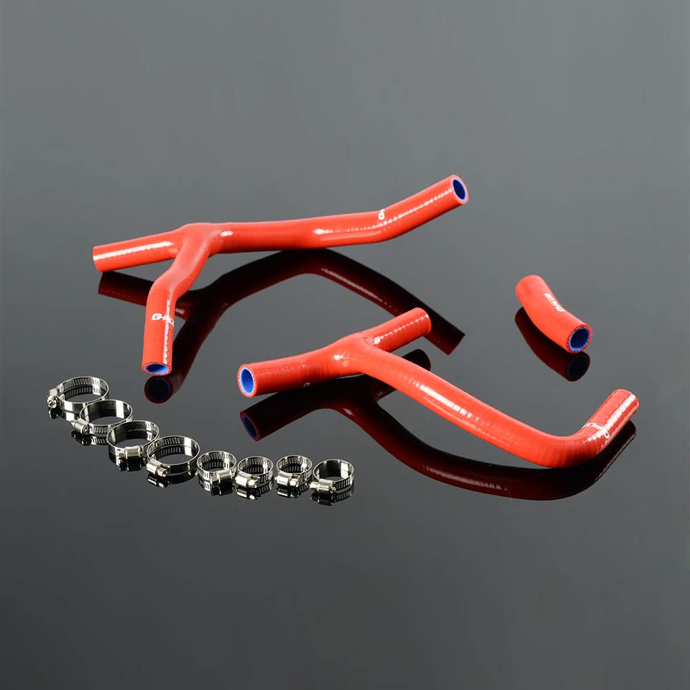 PIT66 Silicone Coolant Hose Kit for Honda CRF450R 2009 - Red with Clamps for Off-Road Racing