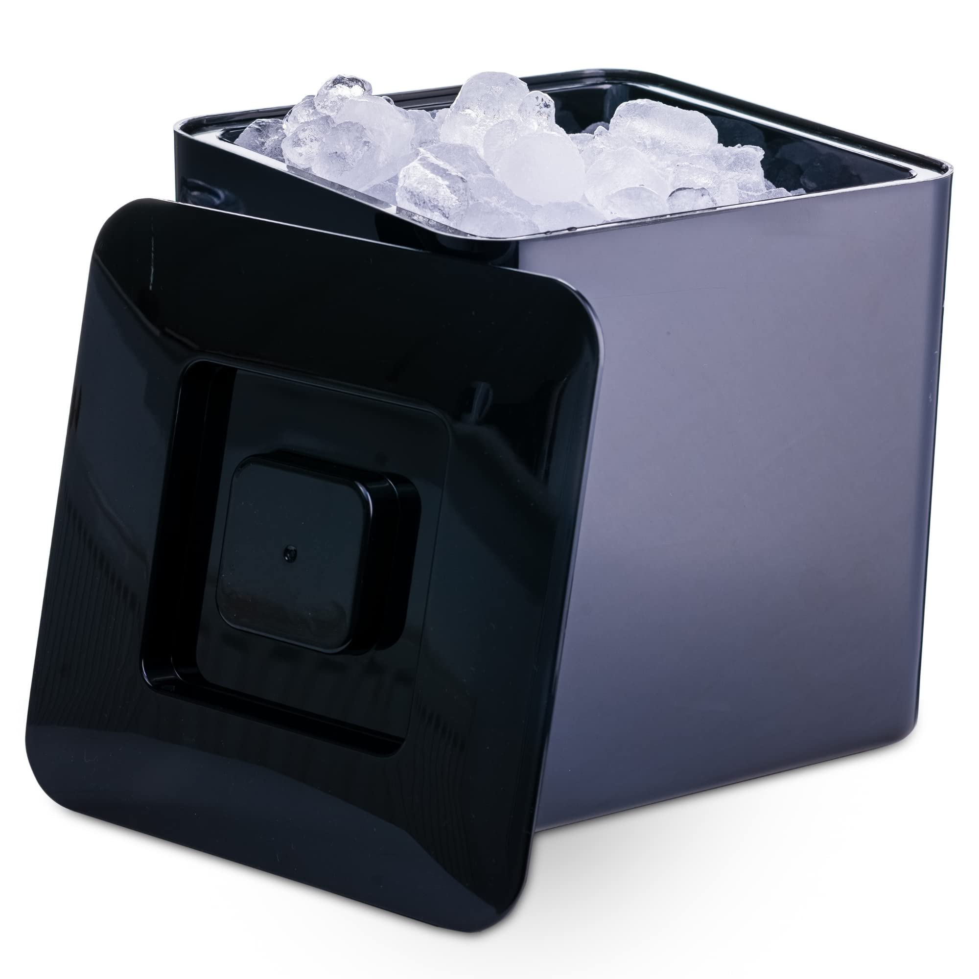 Square Ice Bucket - 10L Double Wall Plastic Drink Cooler for Parties, Bars & Outdoor Events - Black Insulated Beverage Container for Champagne, Beer & Cocktails