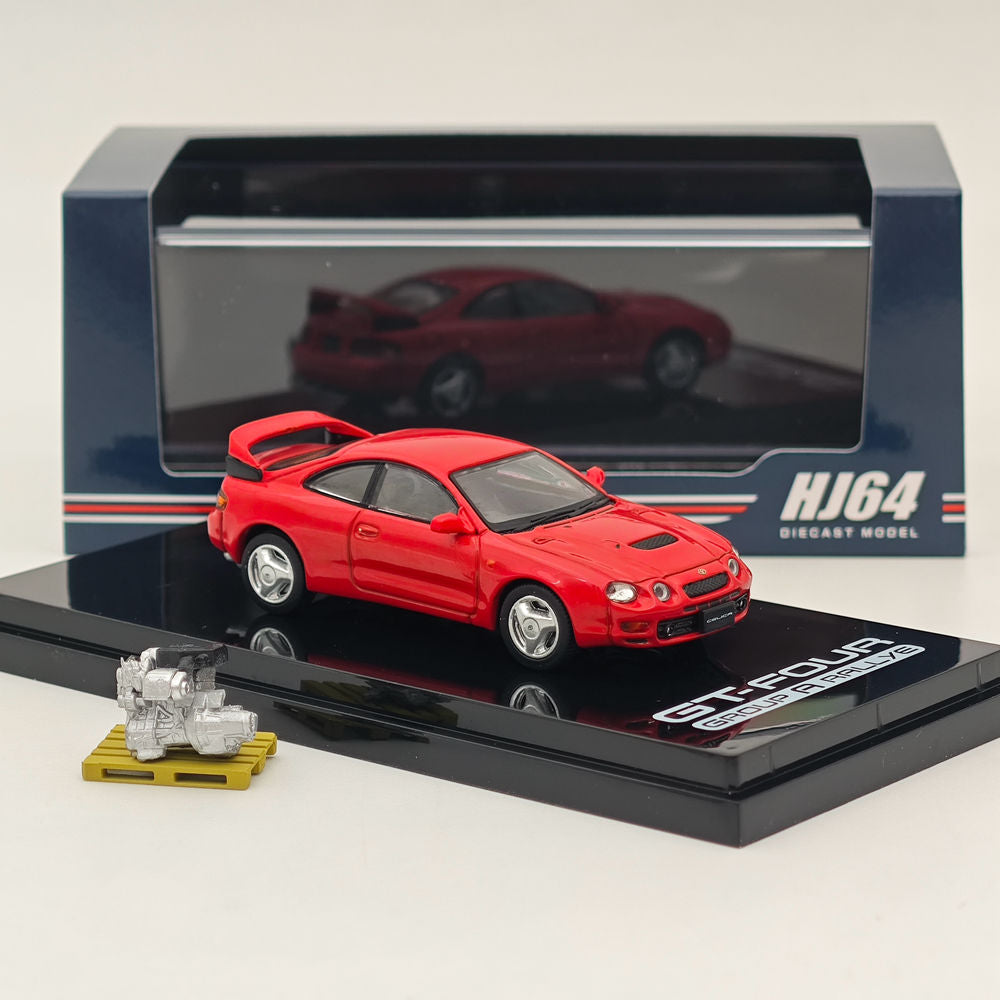1/64 Scale Toyota Celica GT-Four ST205 WRC Edition Diecast Model Car - Red Collectible with Detailed Engine - Perfect for Car Enthusiasts & Toy Collectors - Great Gift for Racing Fans & Display in Home/Office Collections
