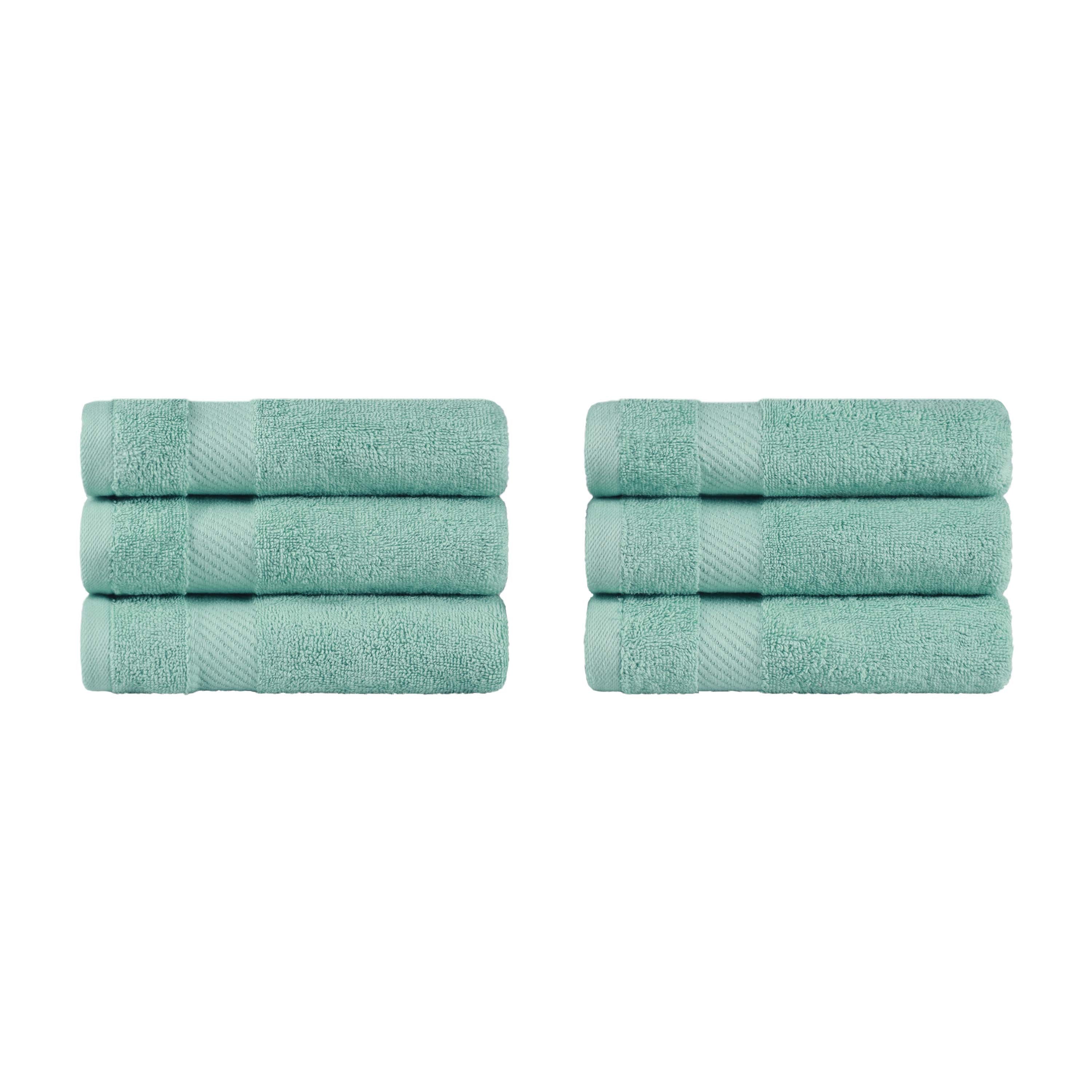 Premium 6-Piece Egyptian Cotton Hand Towel Set with Elegant Dobby Border - Soft & Absorbent for Bathroom, Kitchen, and Guest Use