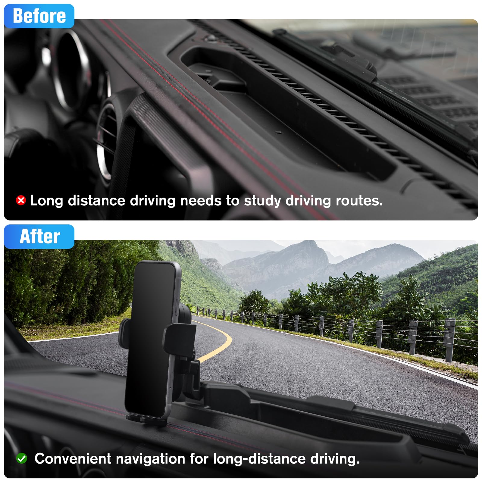 Jeep Wrangler JL JLU & Gladiator JT Phone Holder with Storage Case - Universal Dash Mount Accessory for 2018-2024 Models - Perfect for Road Trips & Off-Road Adventures