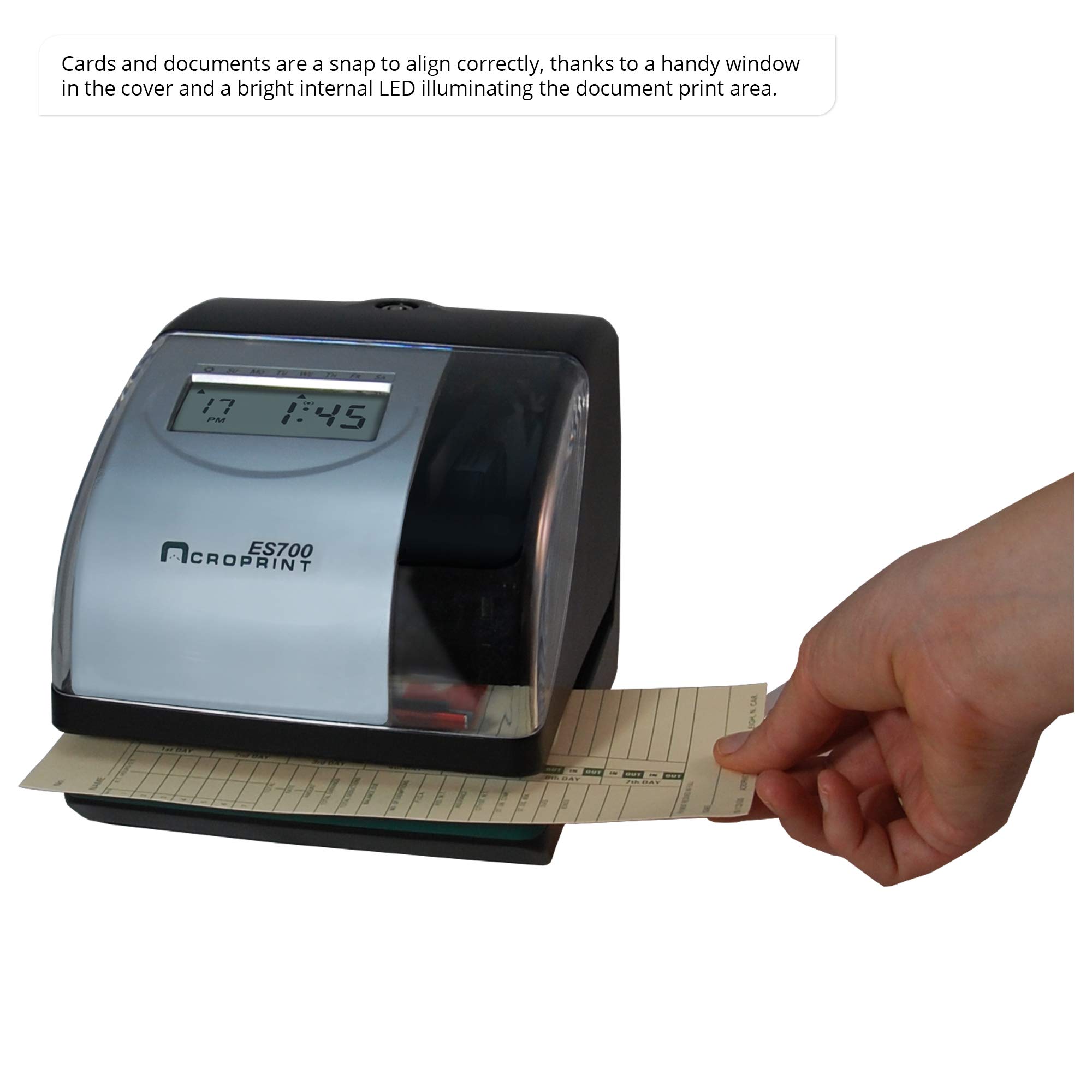 Acroprint ES700 Electronic Time Recorder with Battery Backup - 12/24 Hour Format, Left/Right-Hand Card Slot - Perfect for Offices, Schools & Small Businesses (Model 01-0182-000)