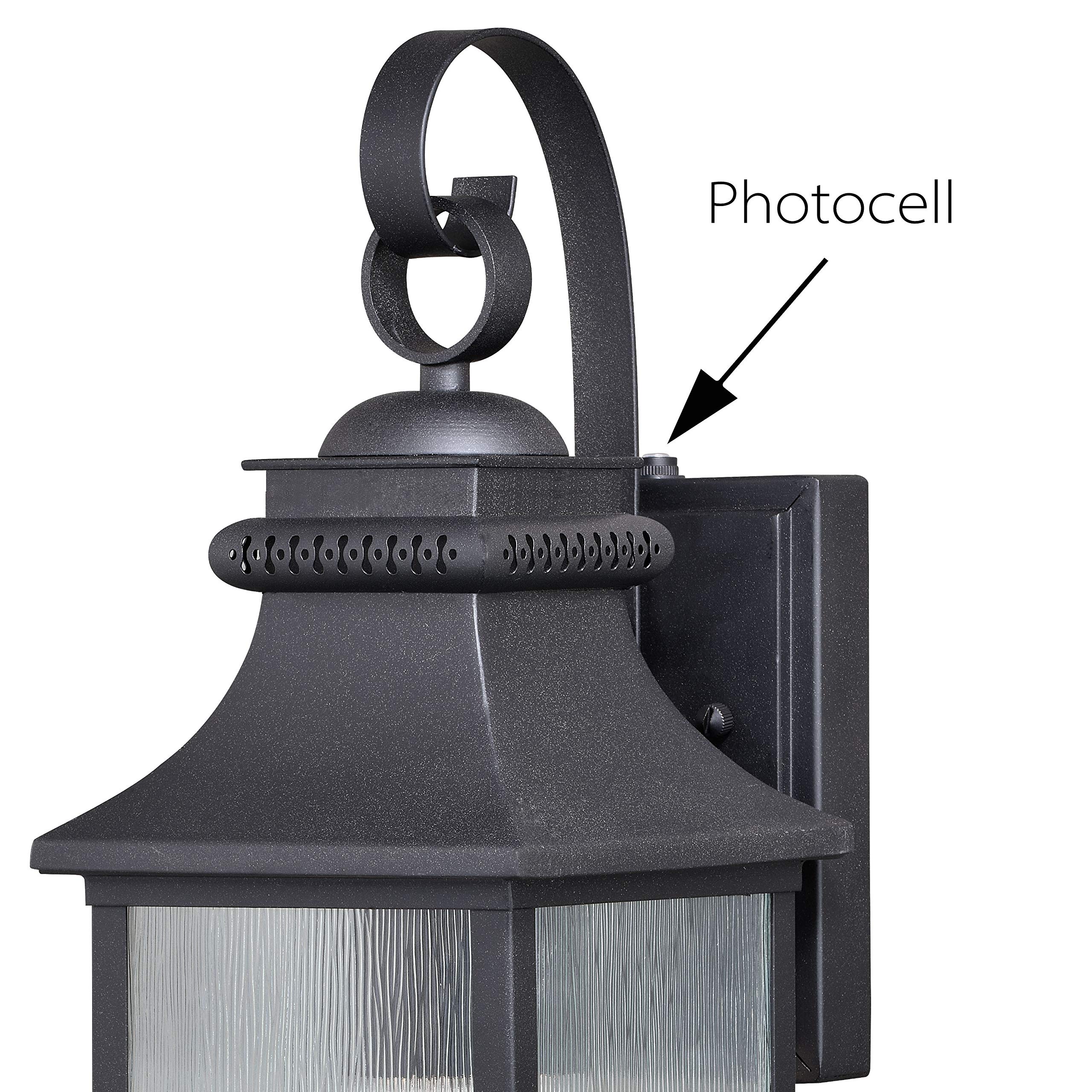VAXCEL Cambridge 1-Light Dusk to Dawn Outdoor Wall Lantern with Clear Glass - Bronze Finish for Porch, Patio, and Garden Lighting